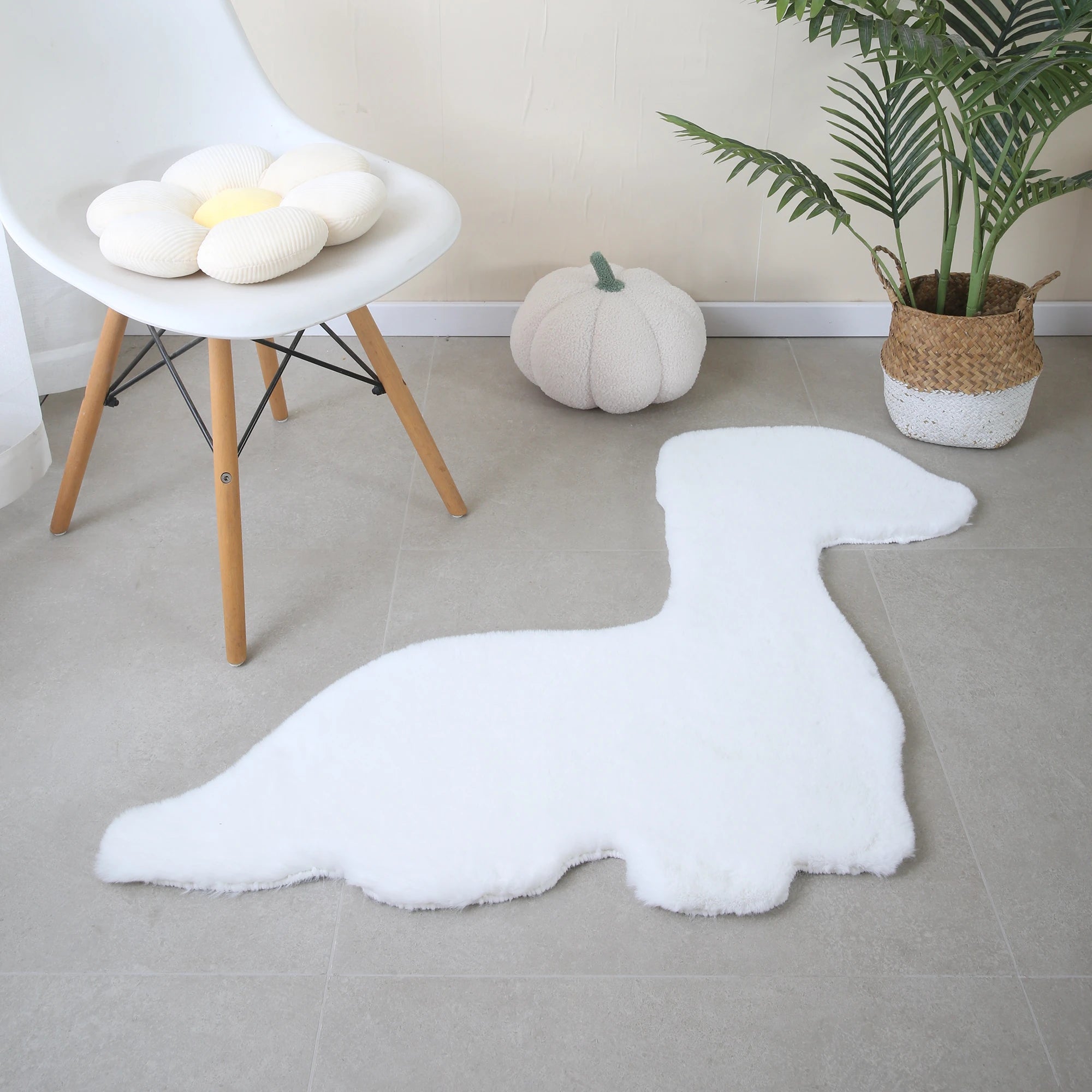 Dino Form Rug White