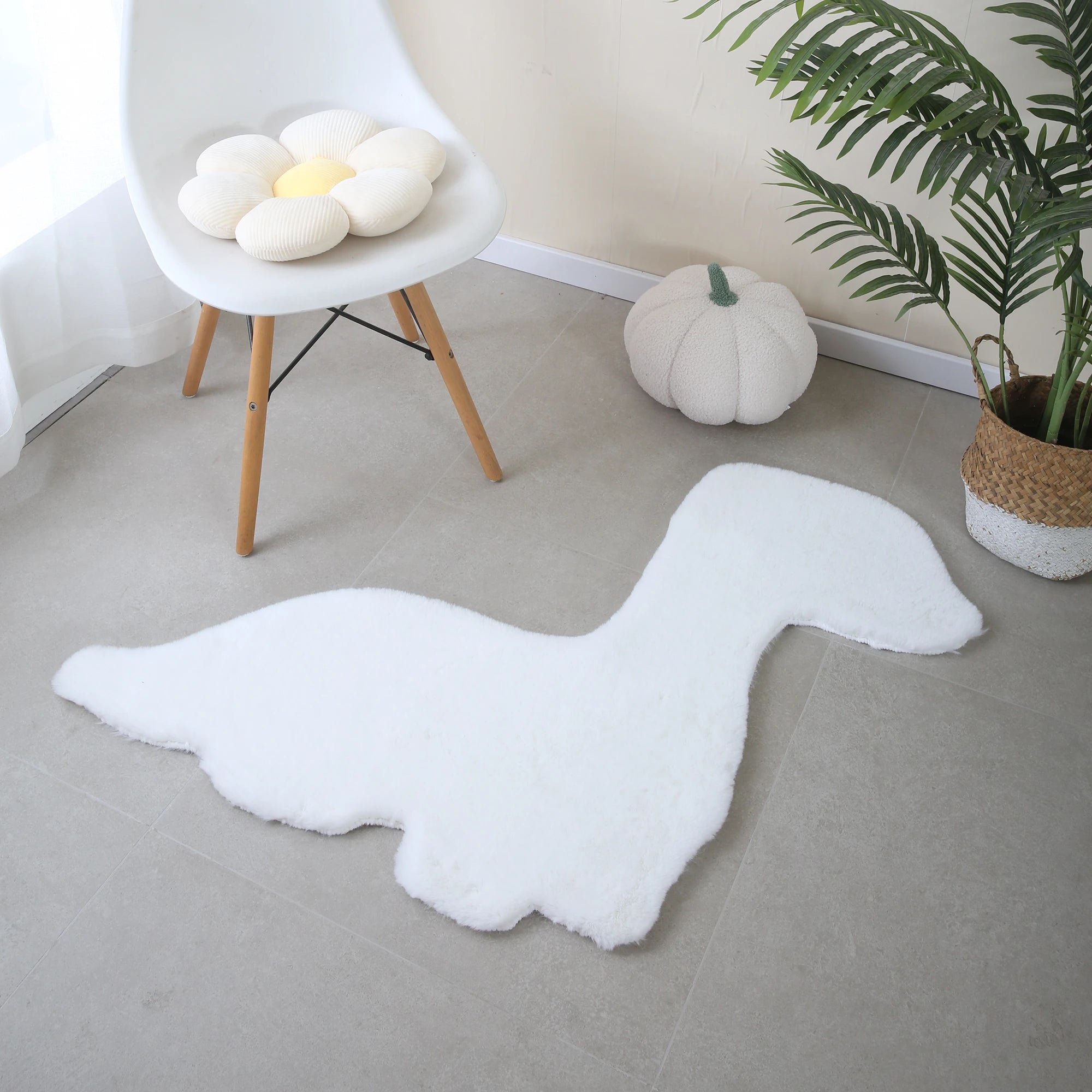 Dino Form Rug White
