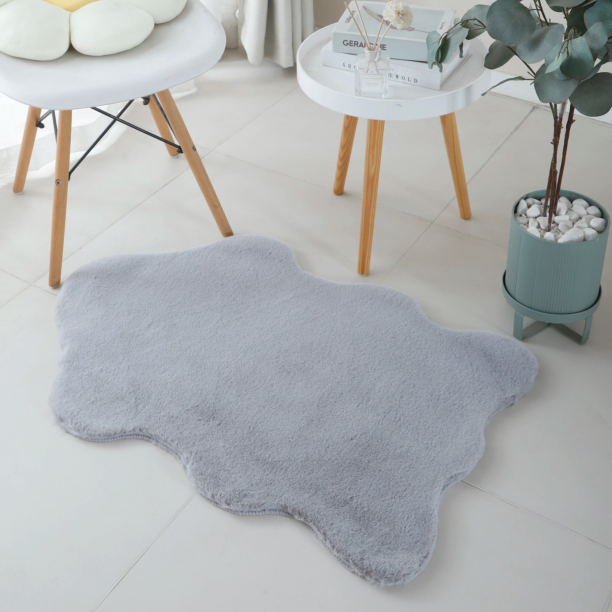 Sheepskin Imitation Rug Silver