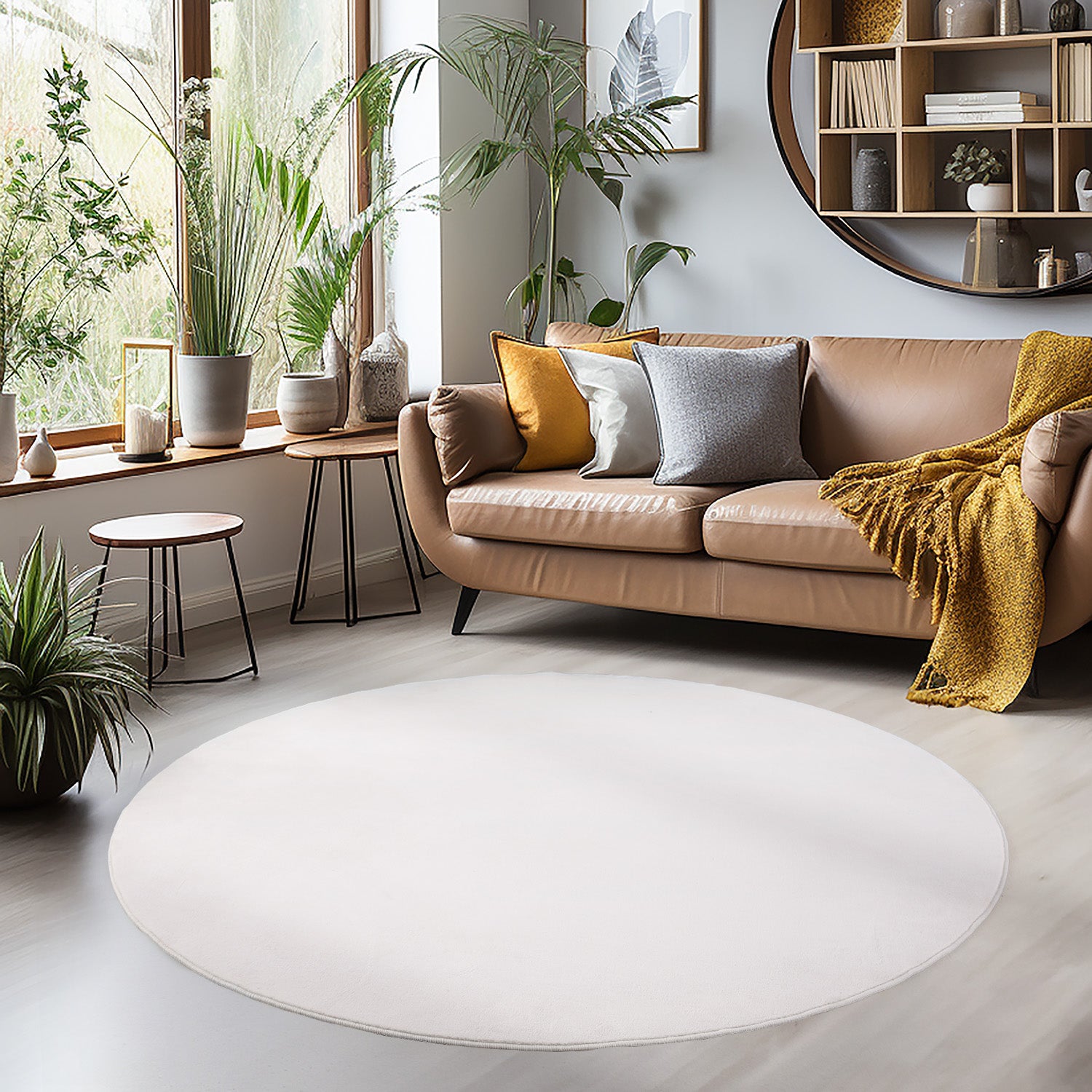 Hochwertiger Einfarbiger Dekoteppich | Creme