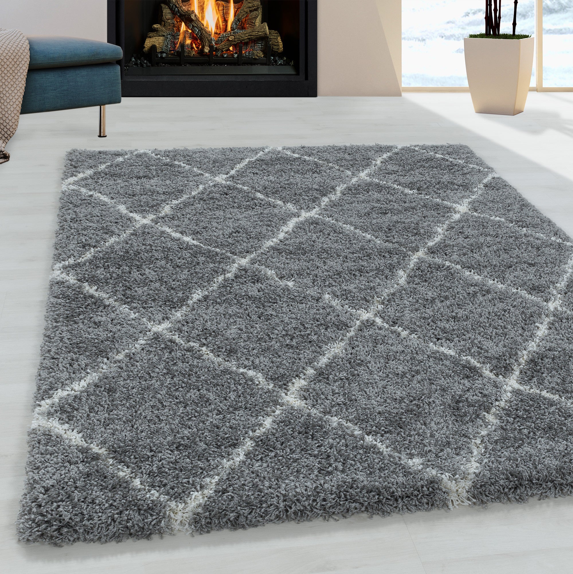 Geometric Angular Rug Gray
