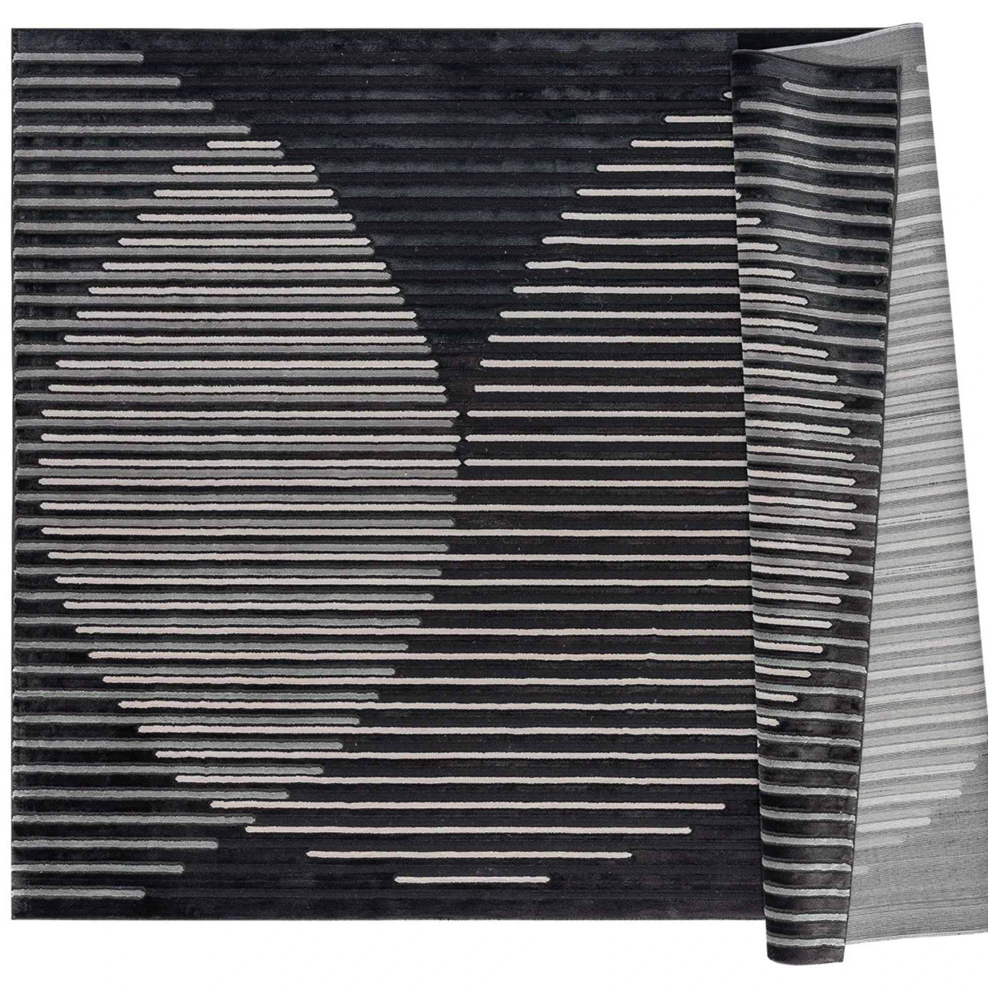 Monochrome Illusion Curve Rug