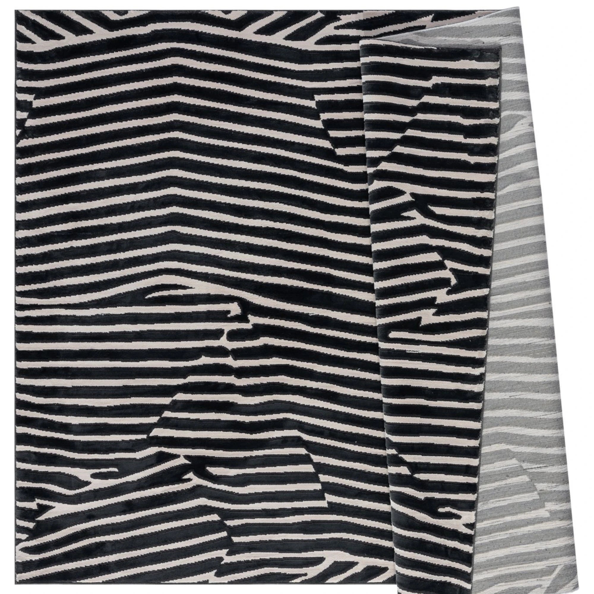 Zebra Echo Abstract Black Rug