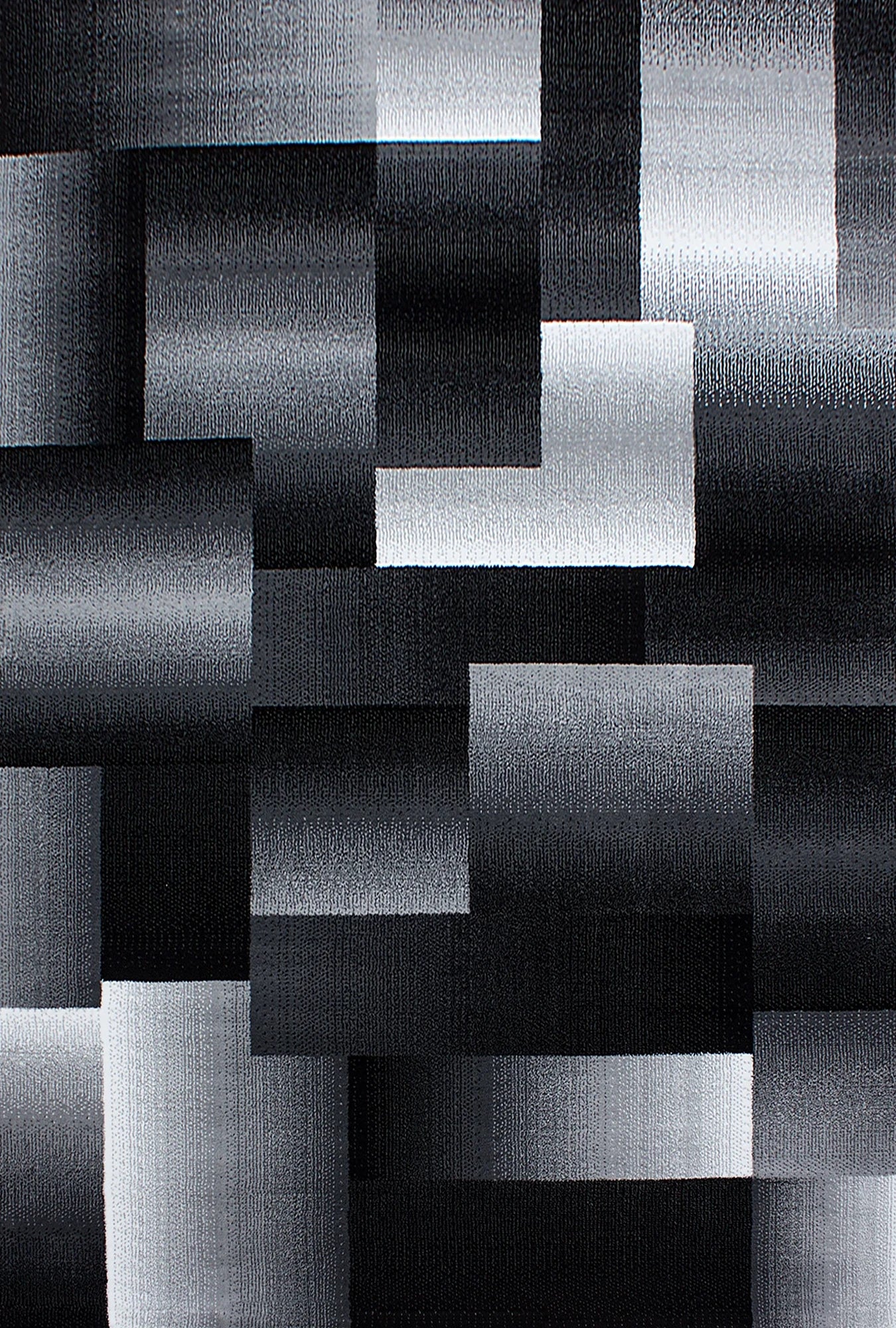 abstract-checkered Plaid Rug Black