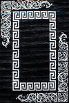 Meander Pattern Stylish Area Rug Black