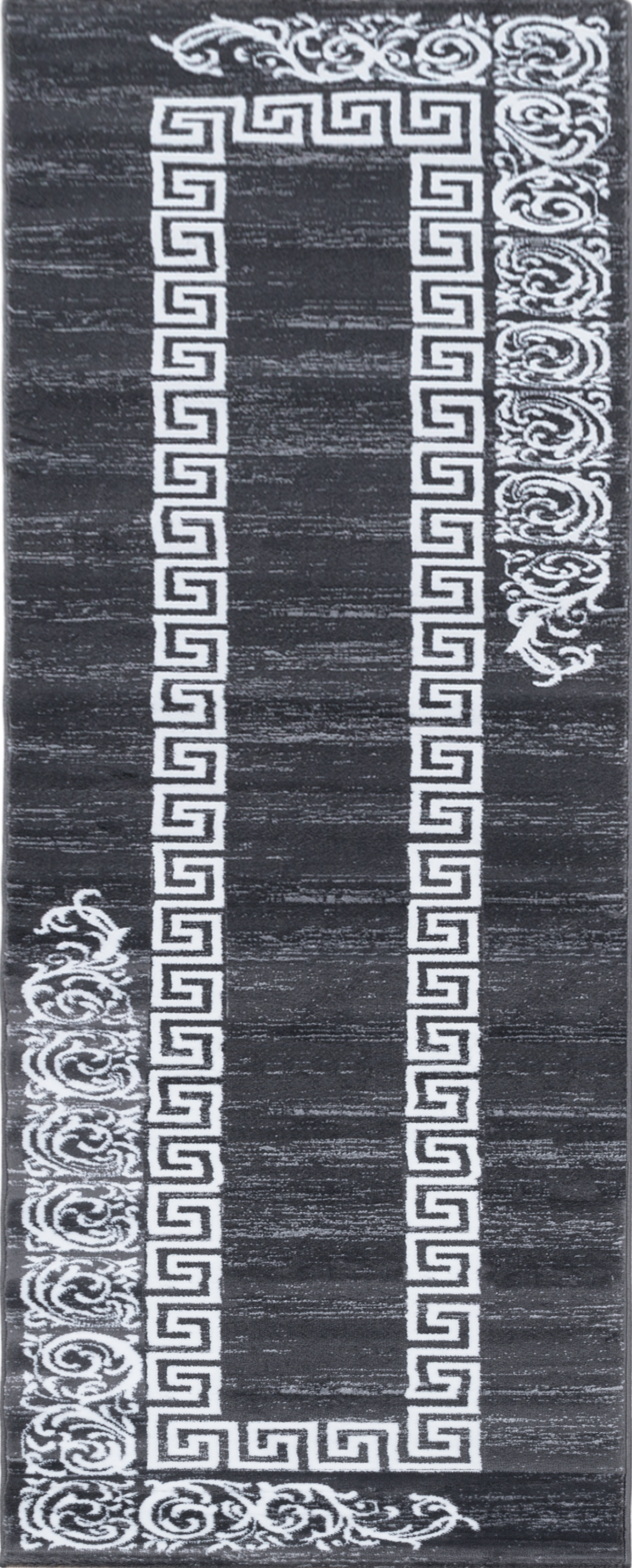 Teppich mit Mäandermuster in Grau