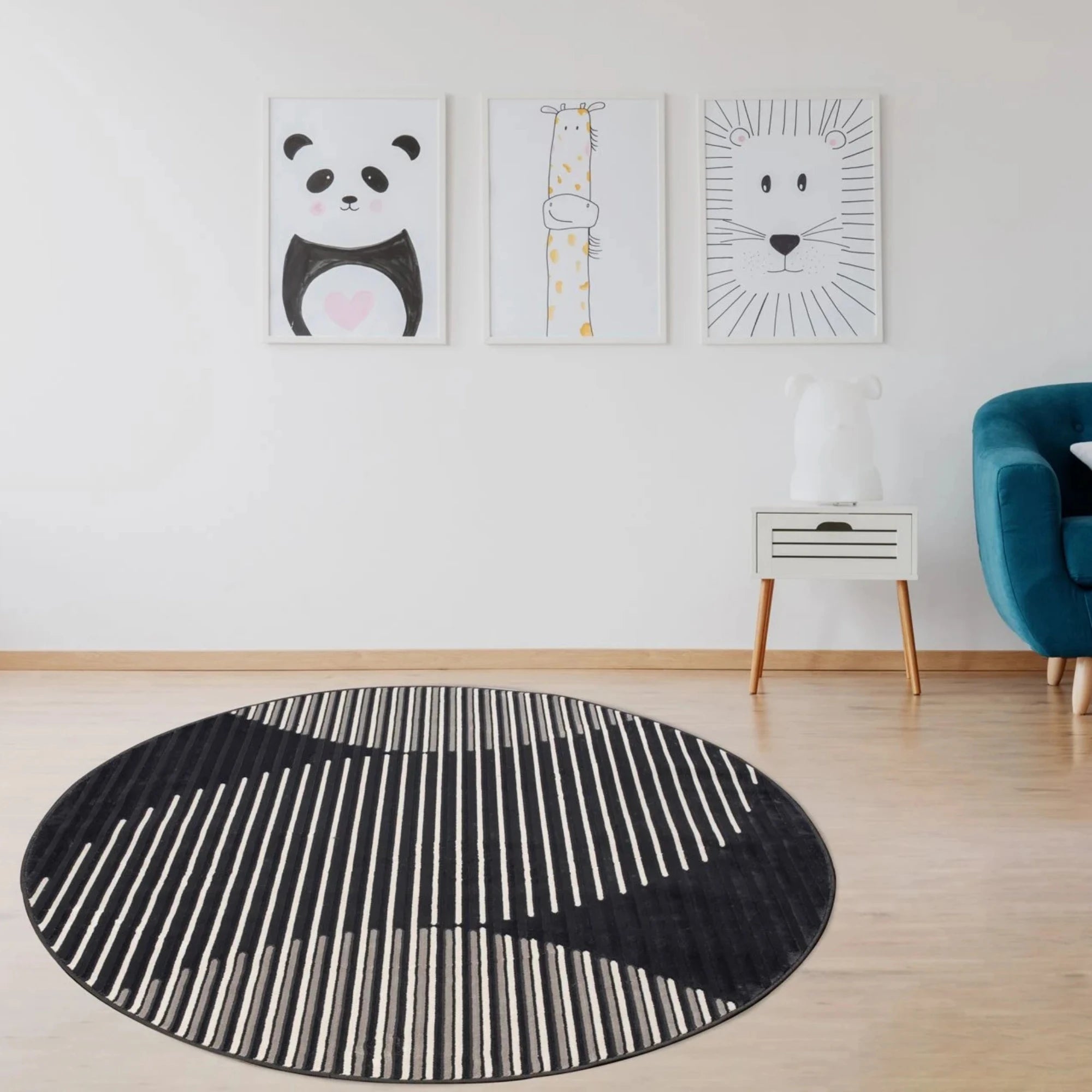 Monochrome Illusion Curve Rug