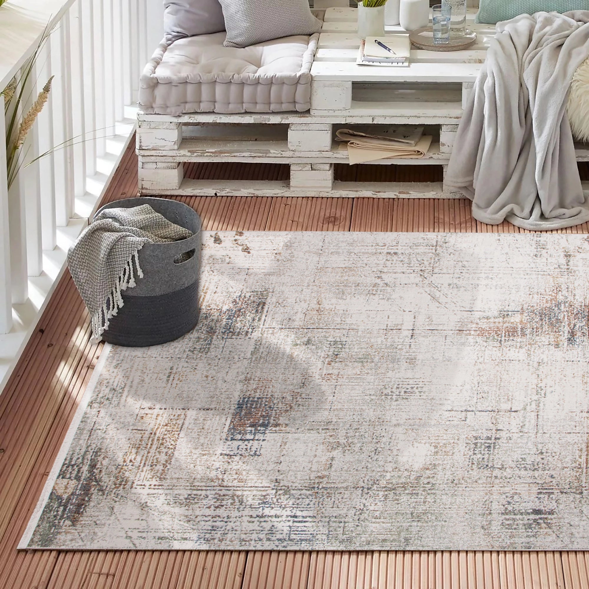 Rust Fade Abstract Washable Rug