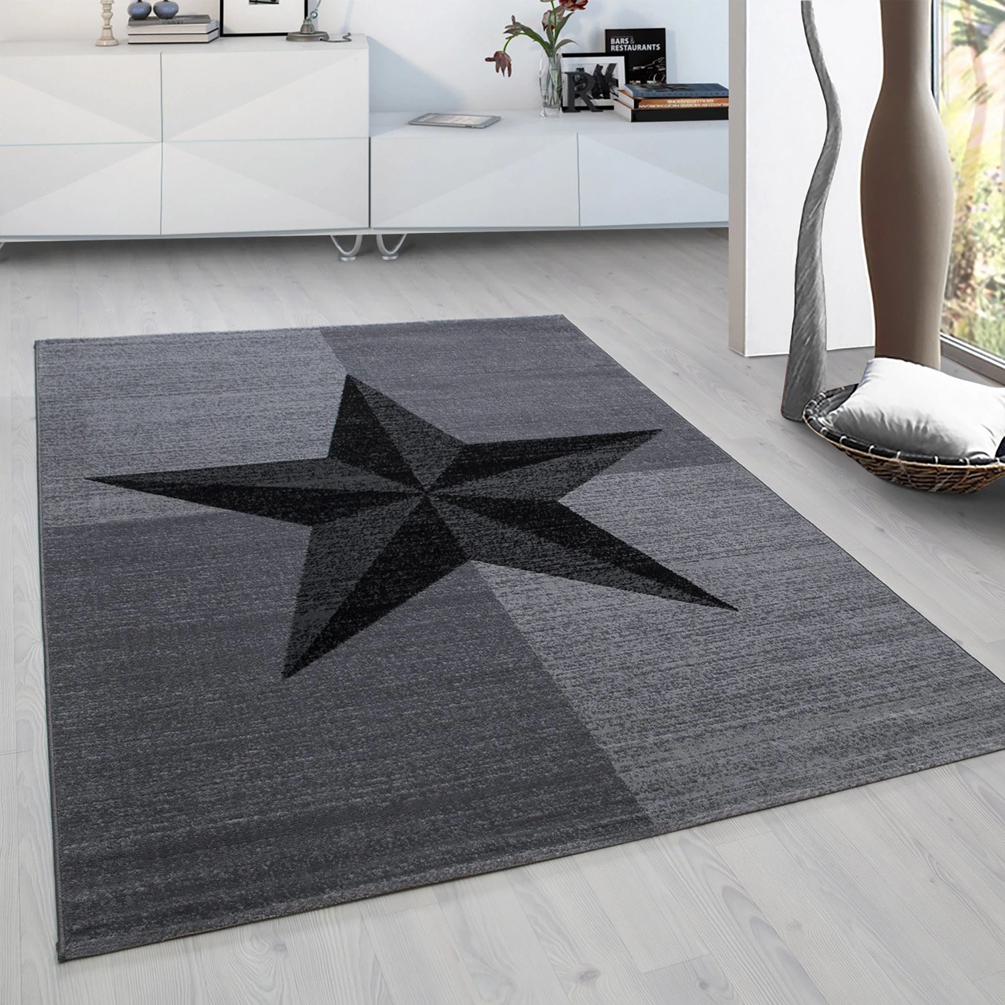 Stars Stylish Area Rug Gray