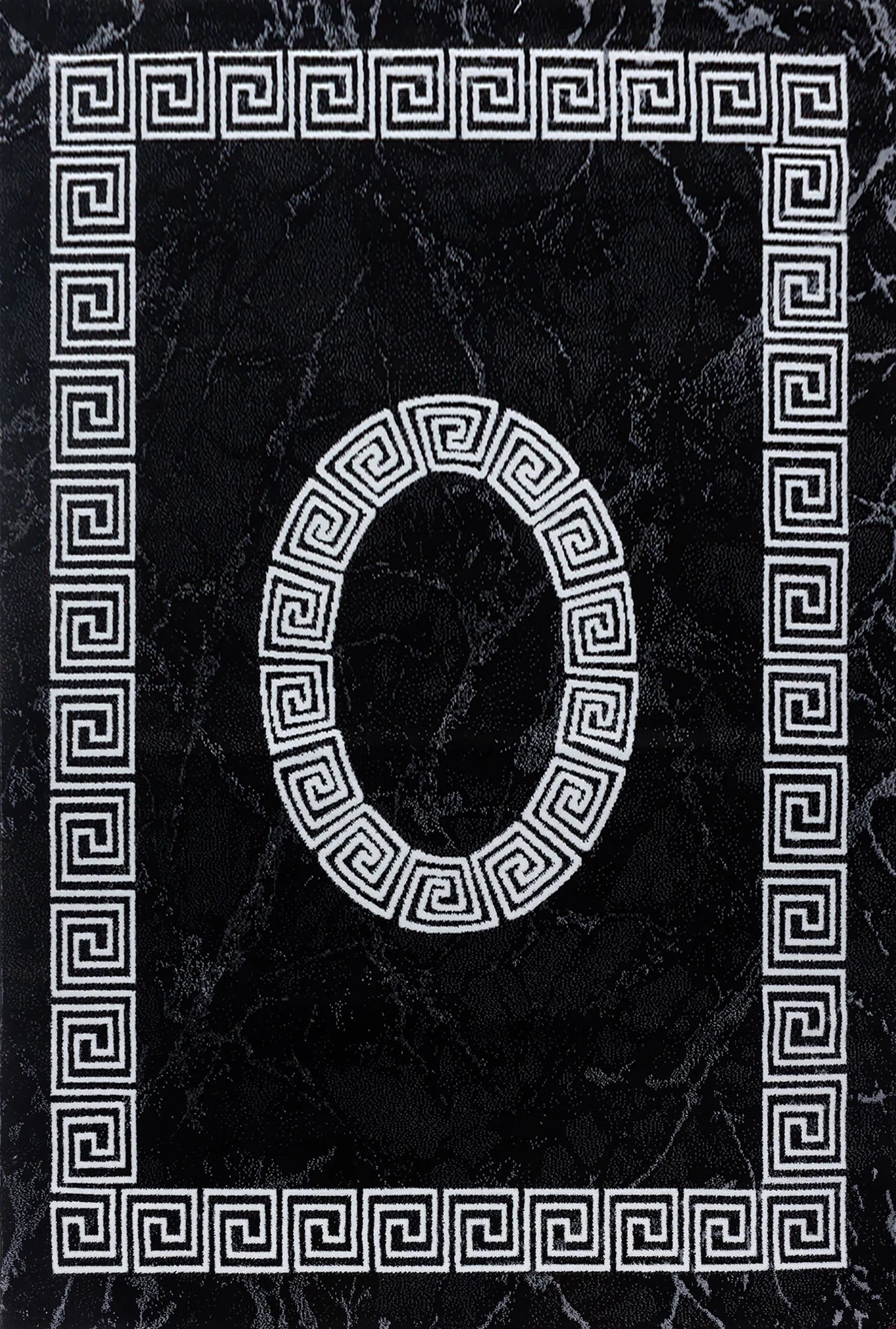 Meander Pattern Elegant Rug Black