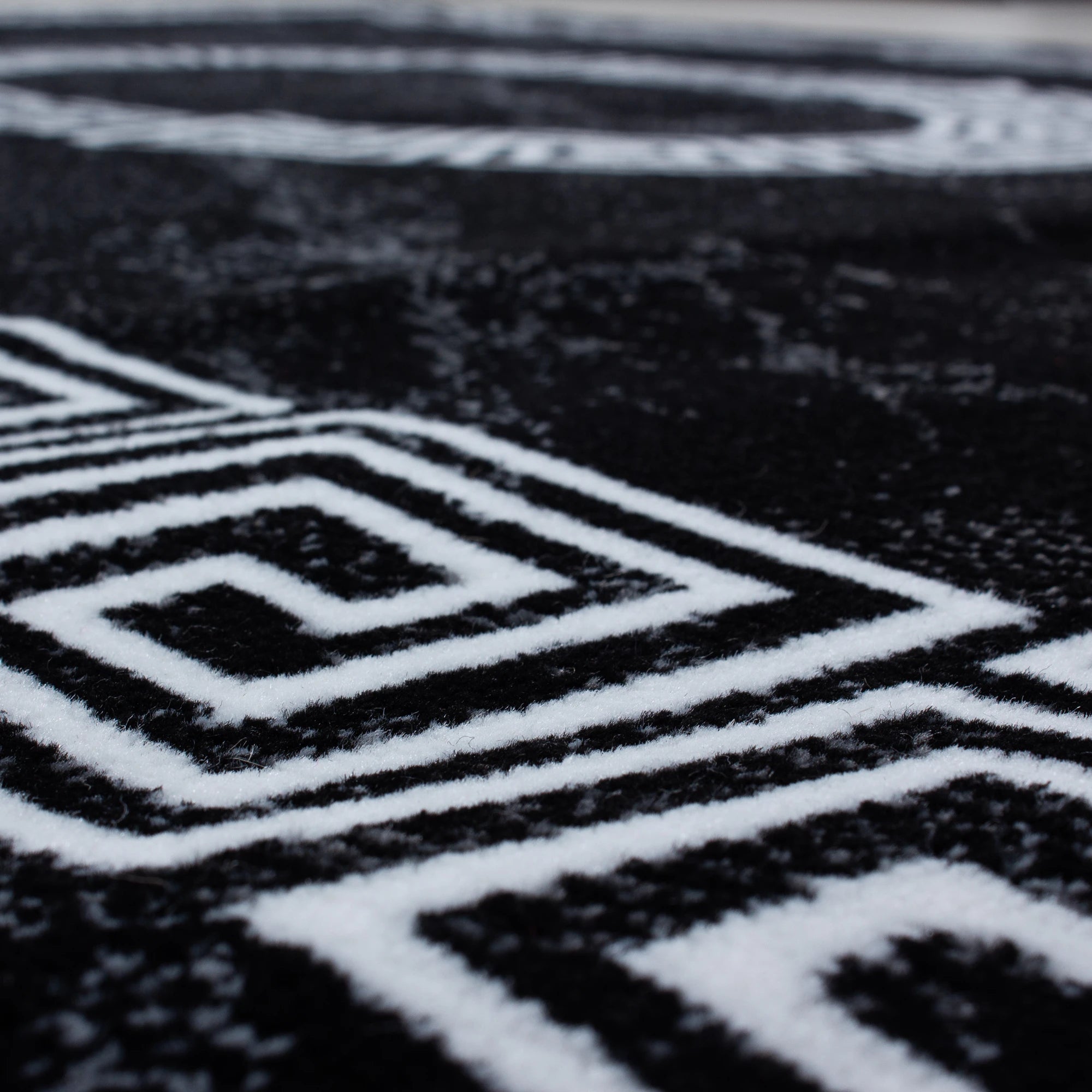 Meander Pattern Elegant Rug Black