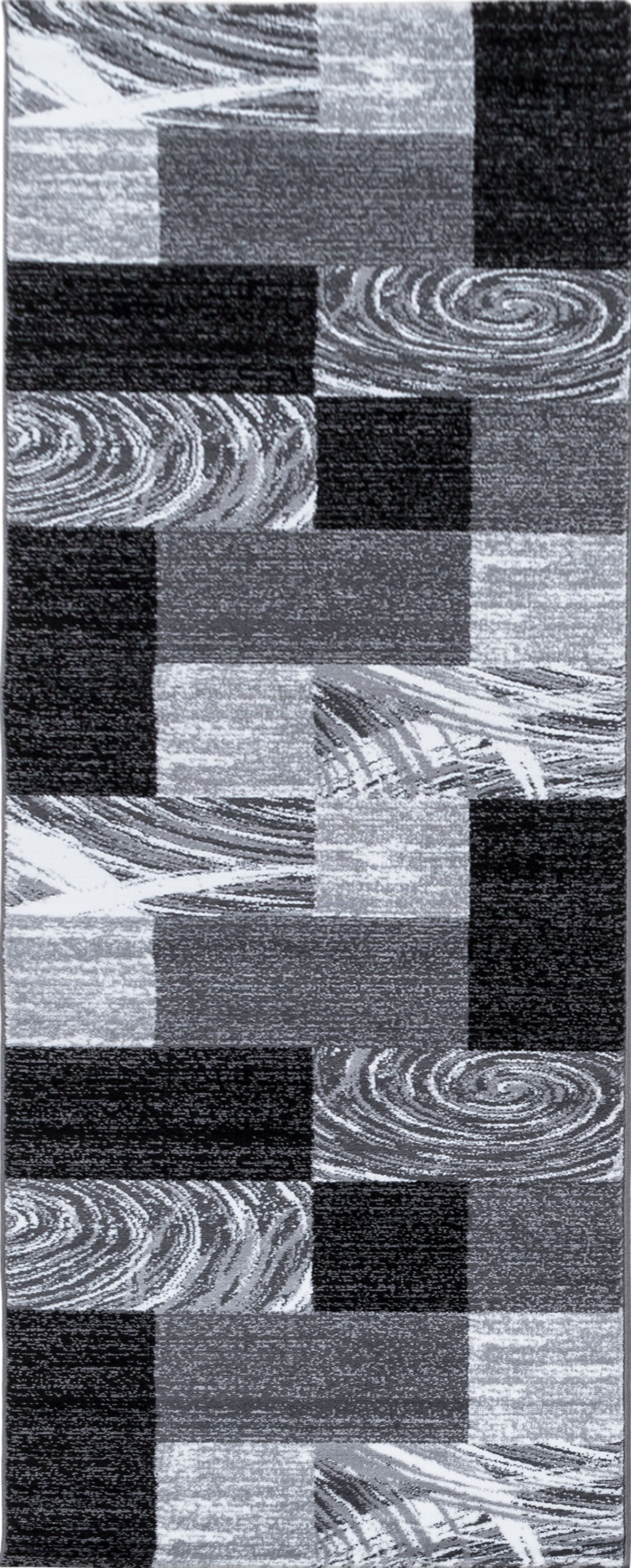 abstract-checkered Checkered Rug Black