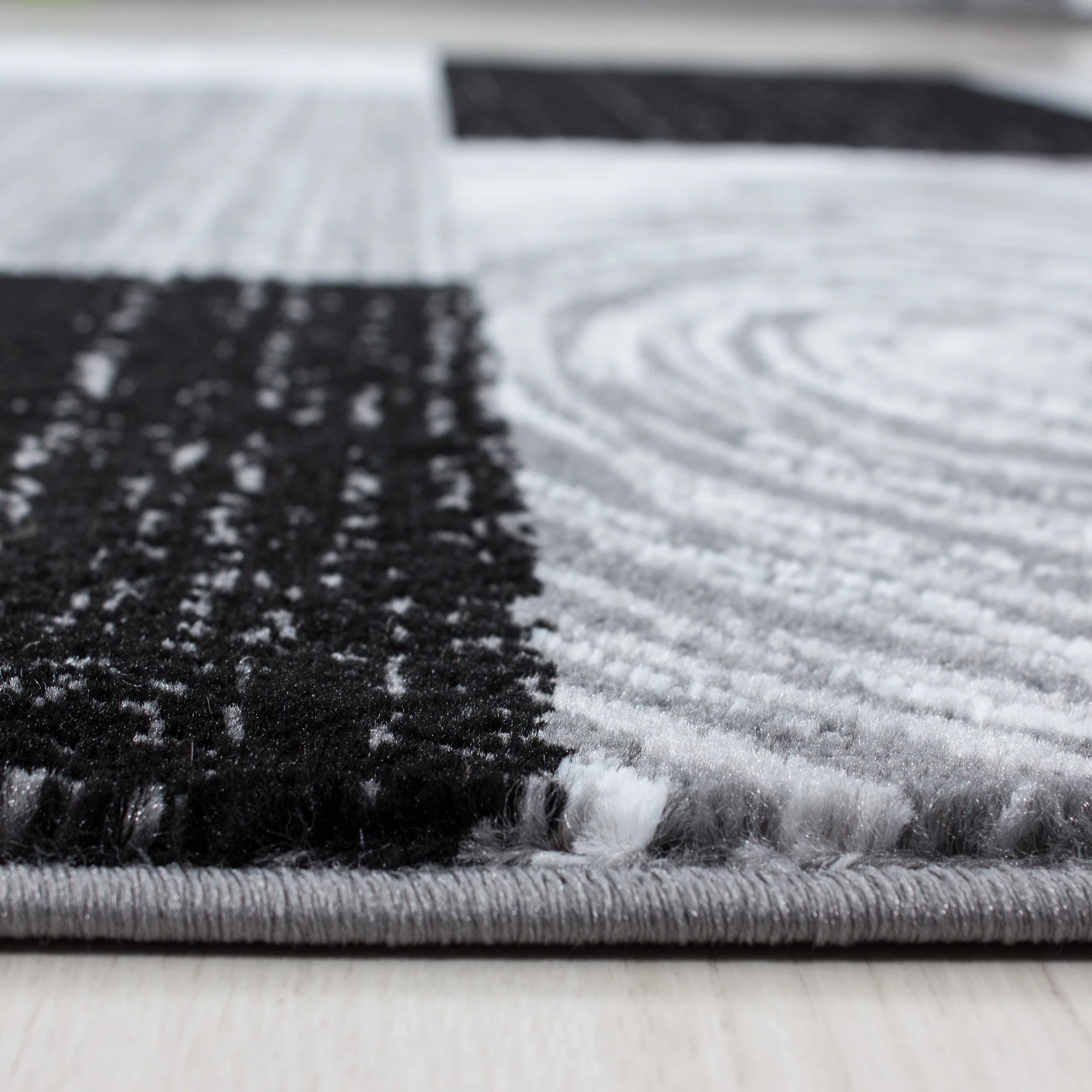 abstract-checkered Checkered Rug Black