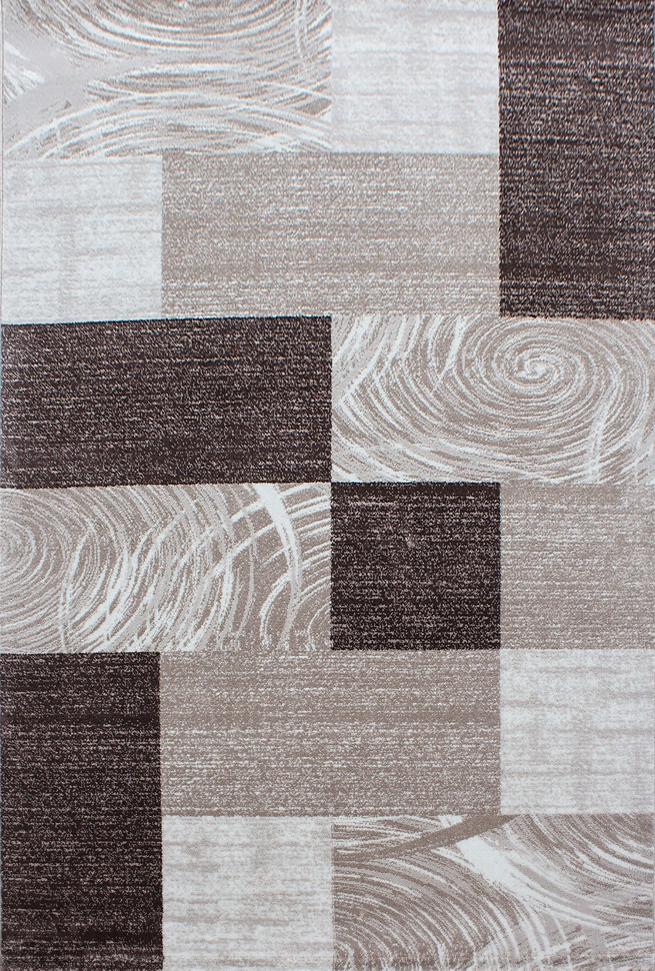 abstract-checkered Grid Rug Brown