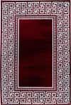 Meander Pattern Modern Area Rug Red