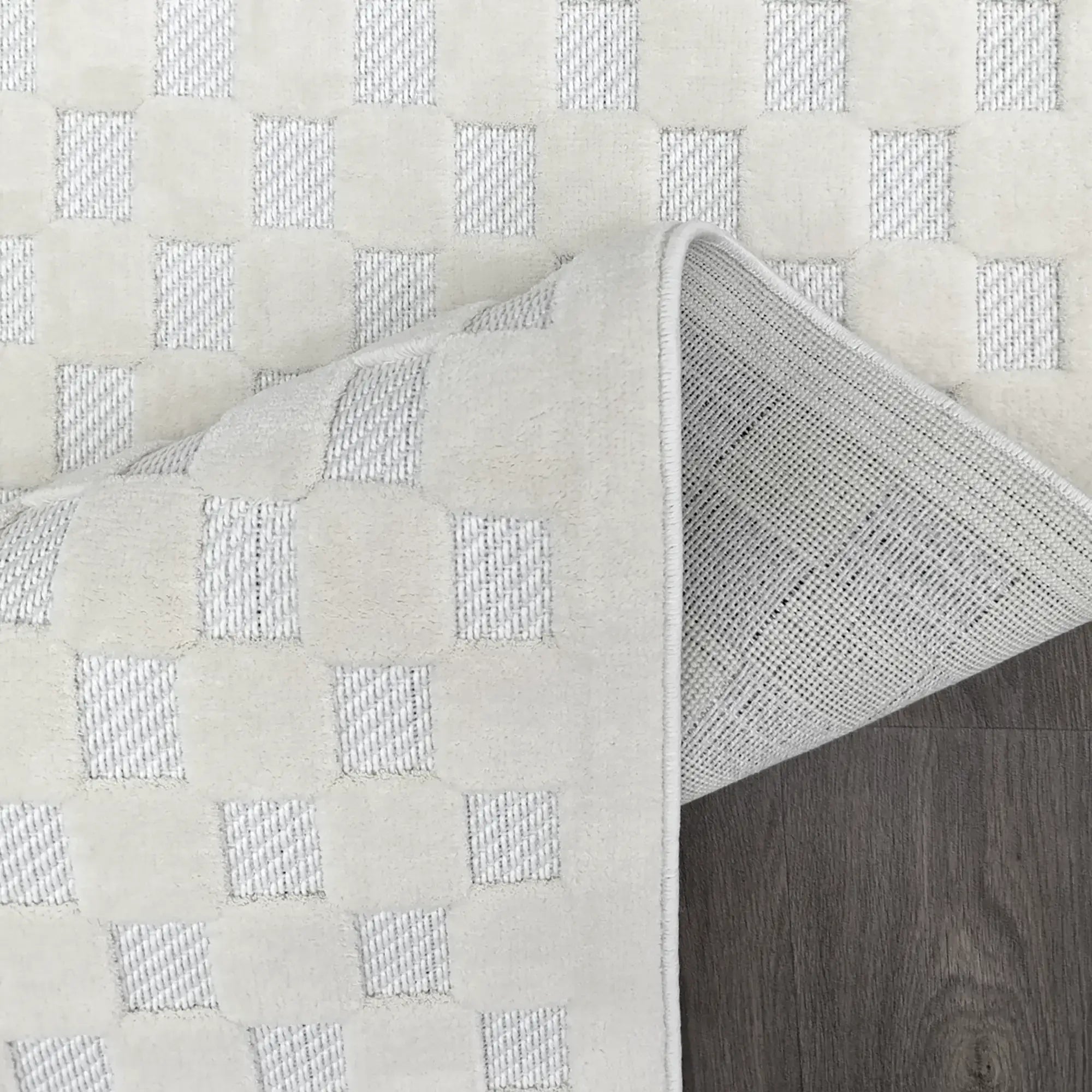 Nordic Check Rug White