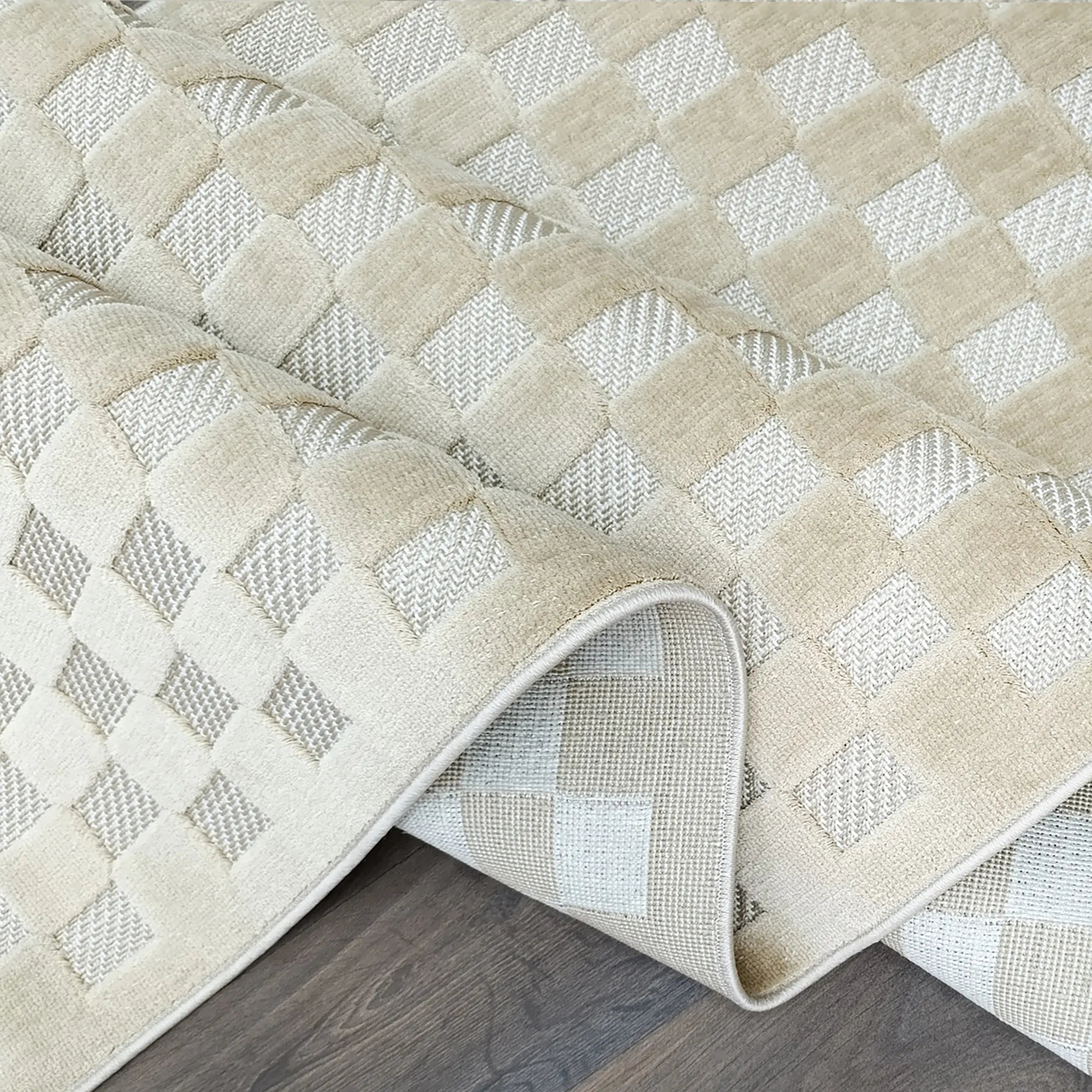 Scandi Grid Rug Beige - Bella Rugs