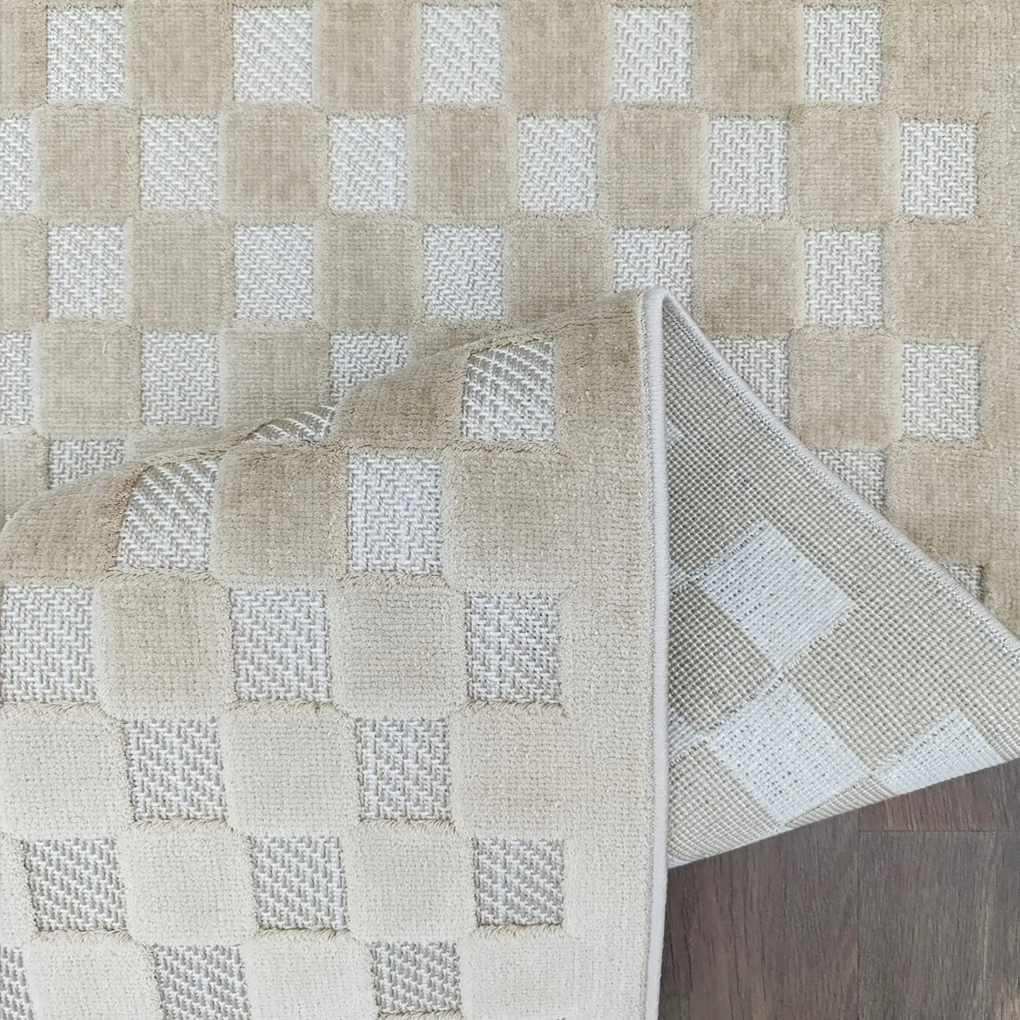 Scandi Grid Rug Beige - Bella Rugs