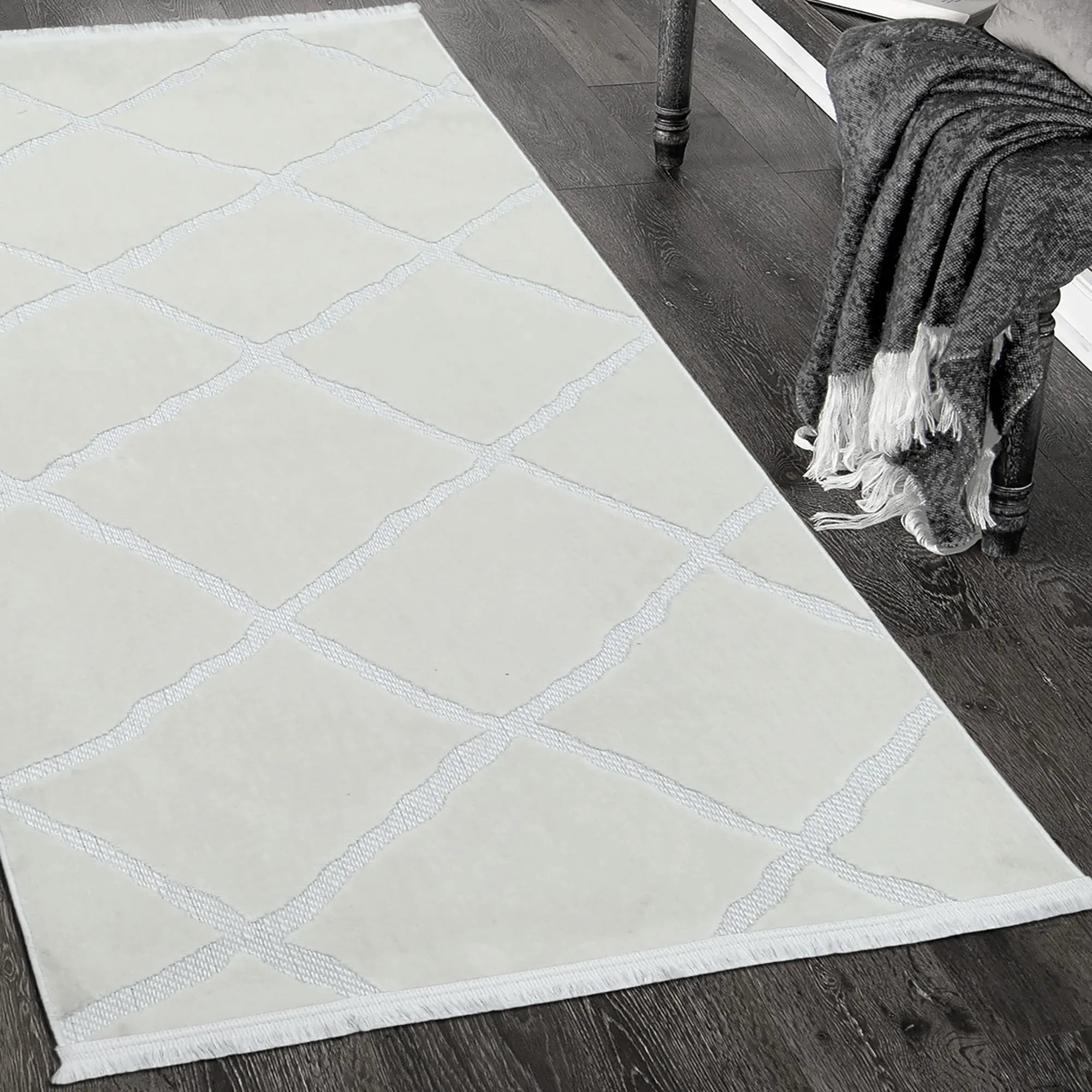 Scandi Line Rug White