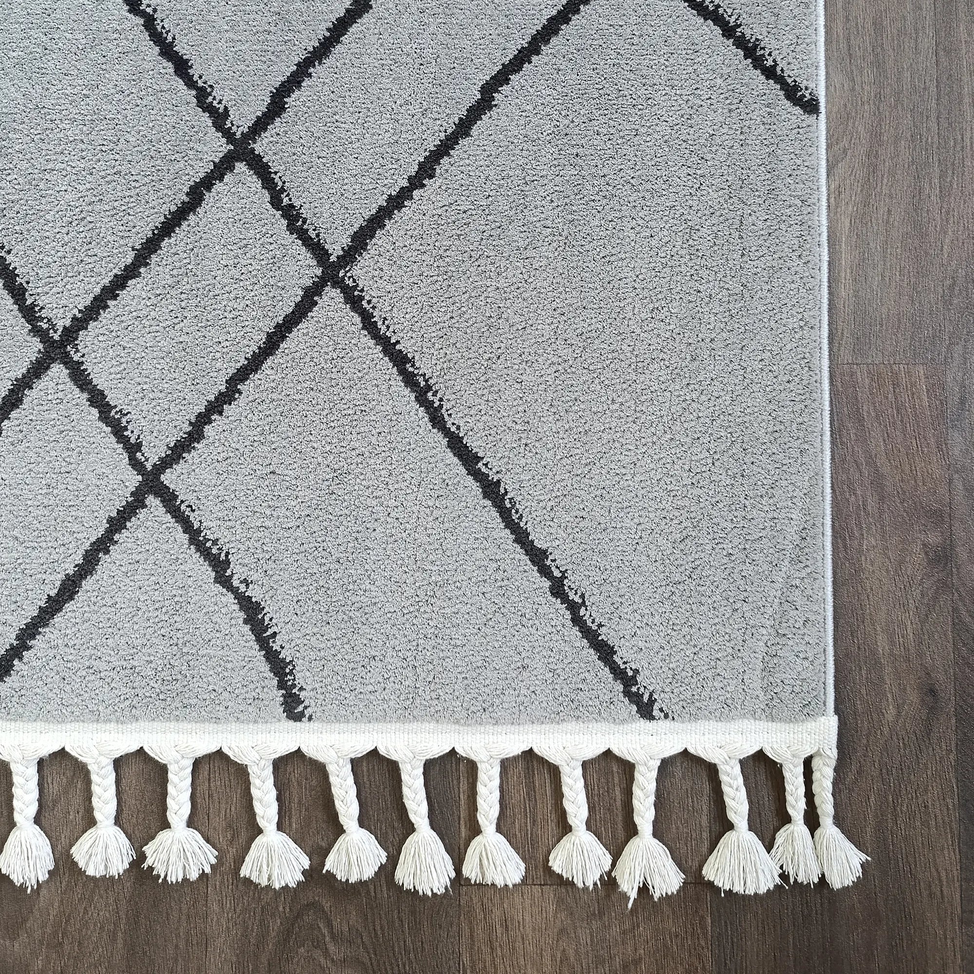 Vertical Slanted Lines Anthracite - Bella Rugs