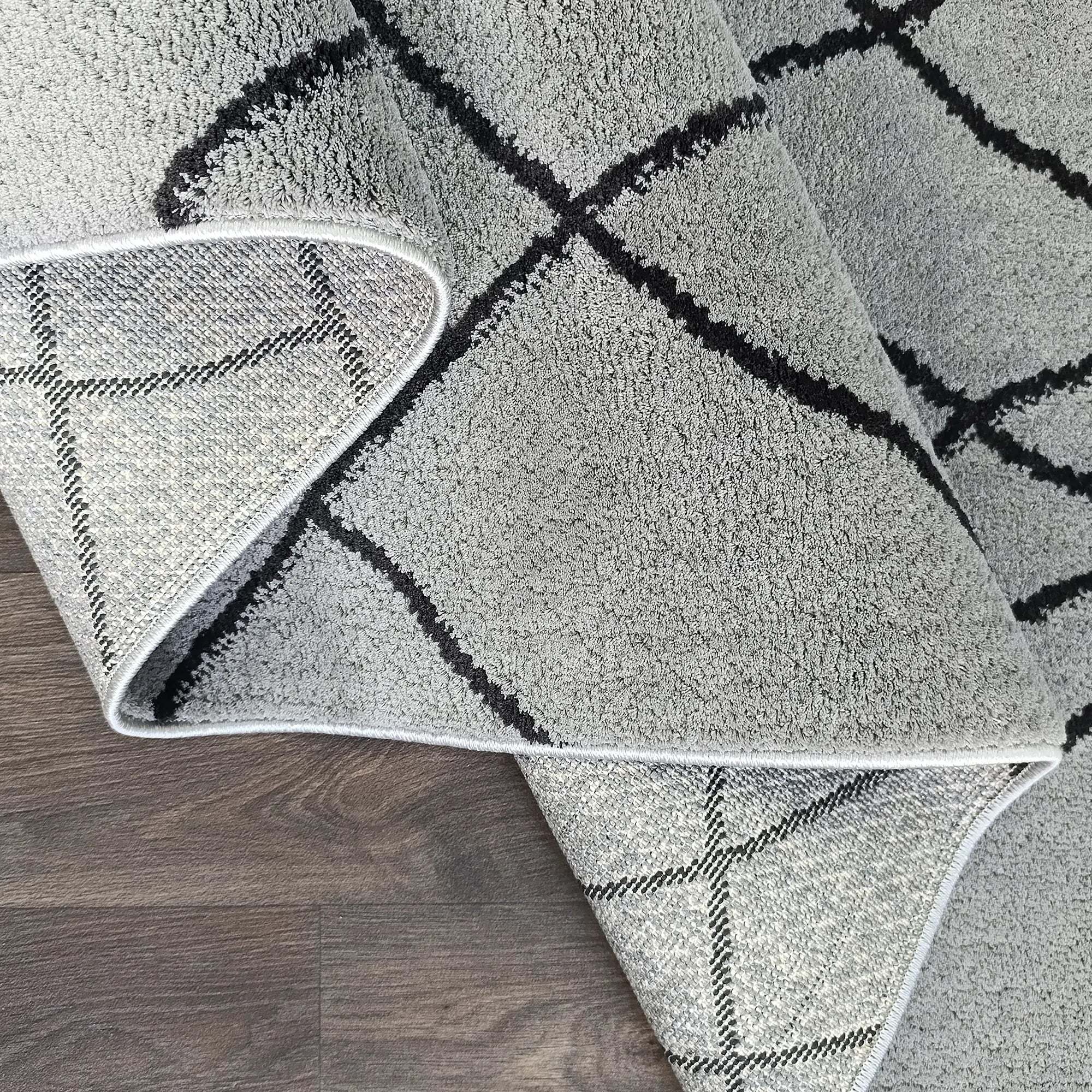 Vertical Slanted Lines Anthracite - Bella Rugs