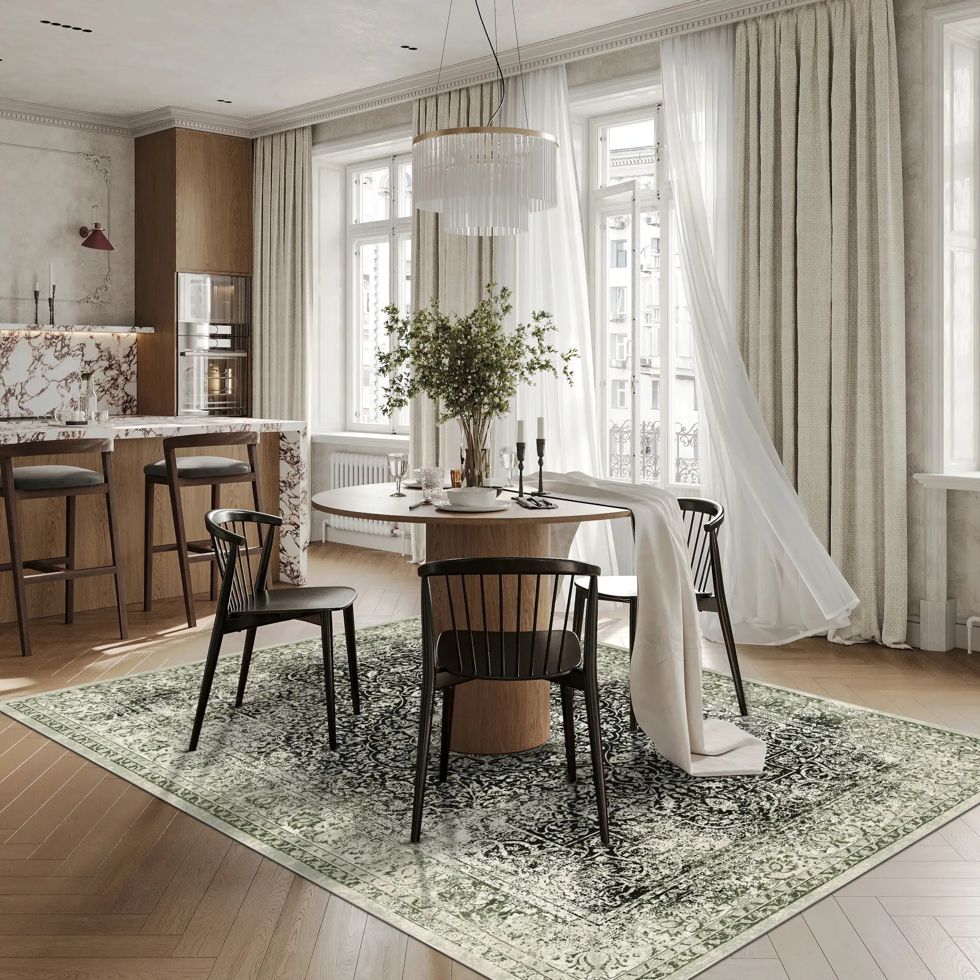Salbei Onyx Medaillon Teppich