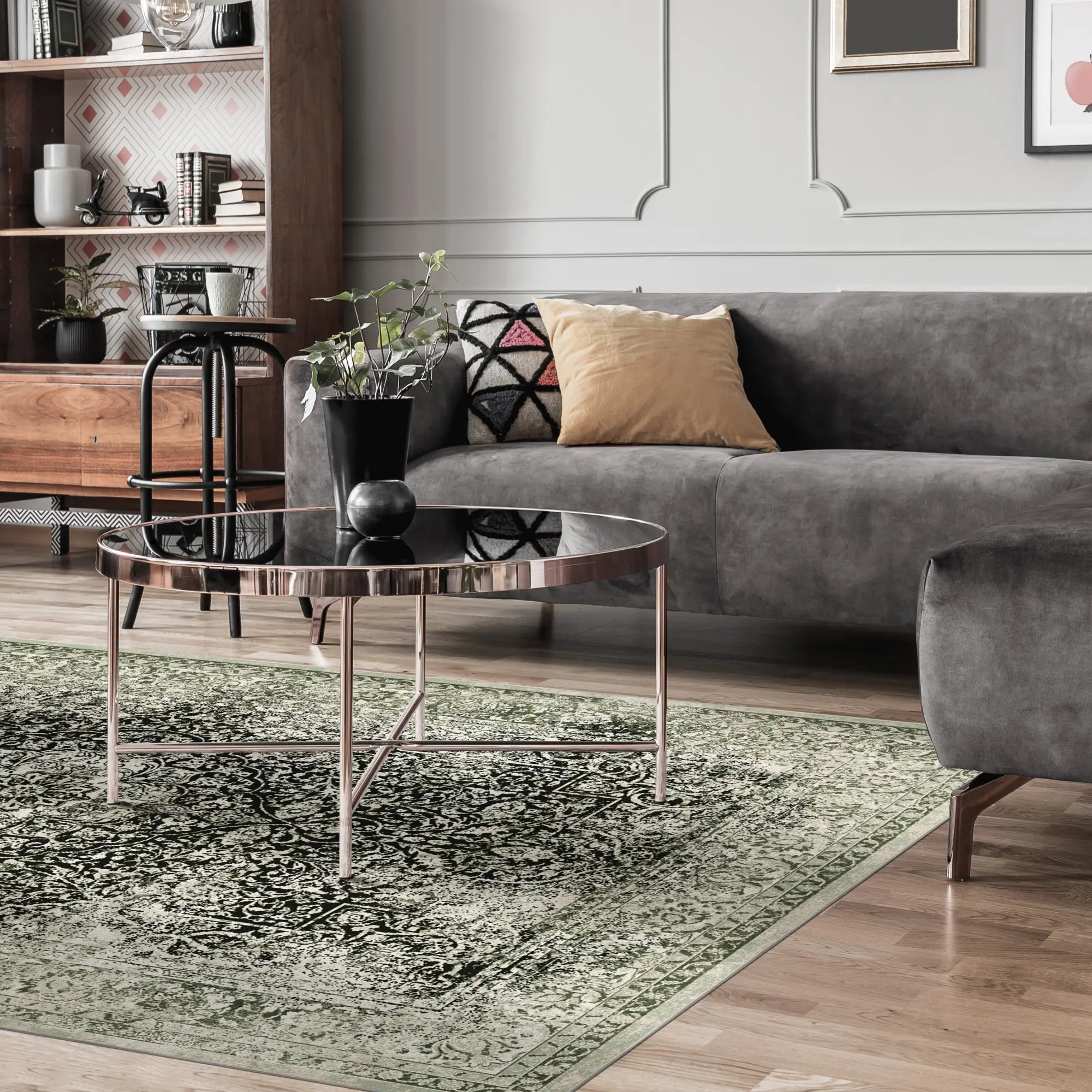Salbei Onyx Medaillon Teppich