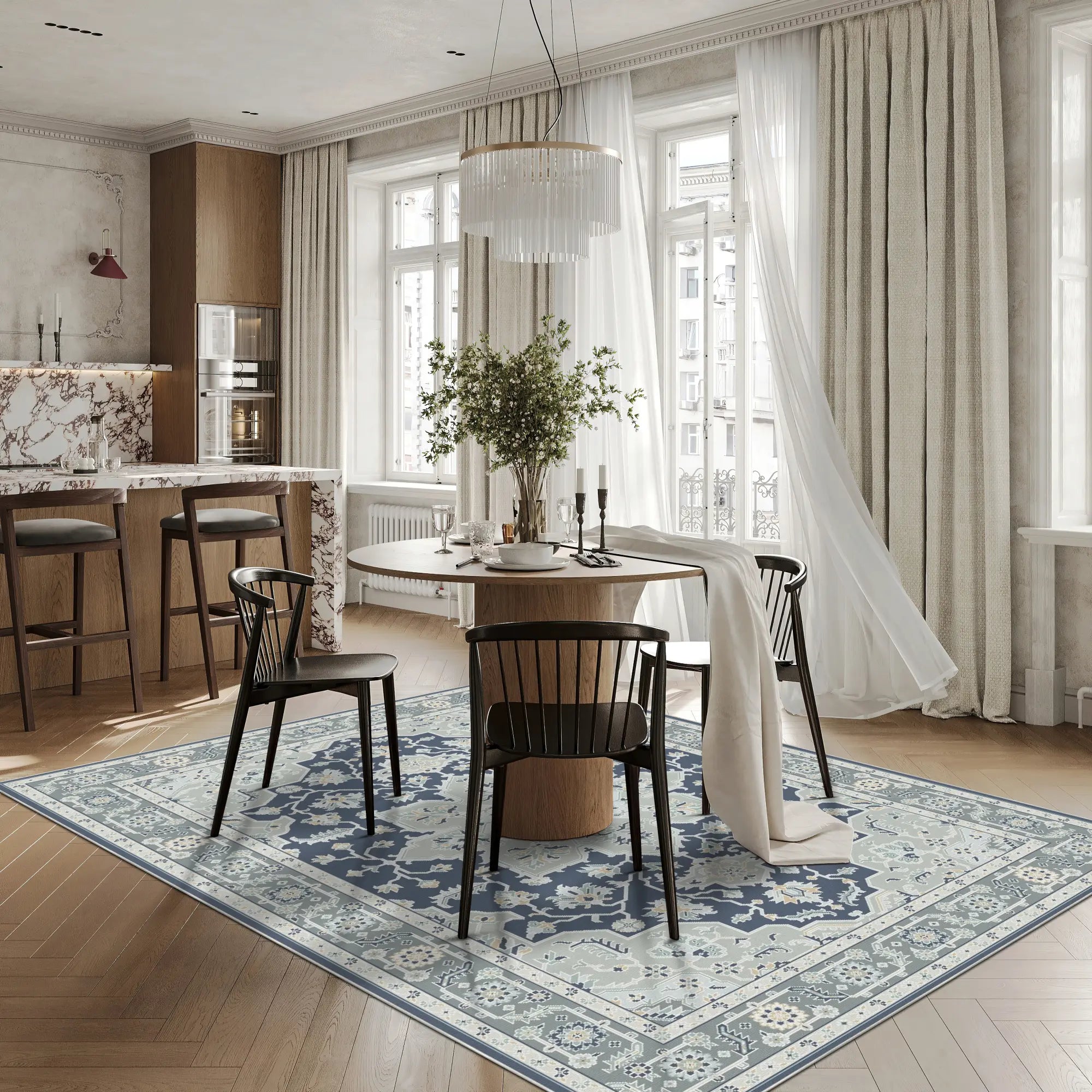 Lyra Alabaster Marineblau Teppich