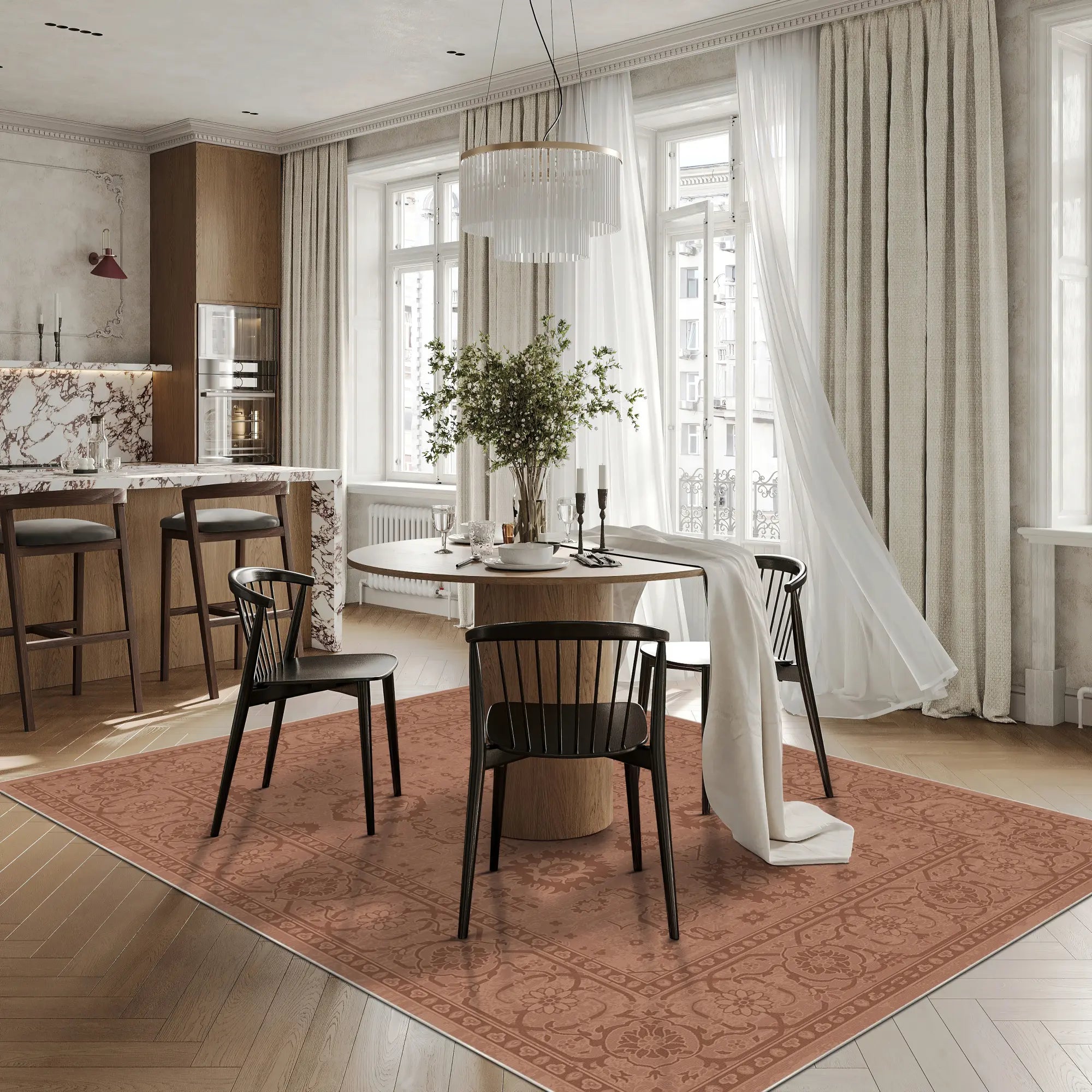 Legacy Erodierte Blumenmuster Rost Teppich