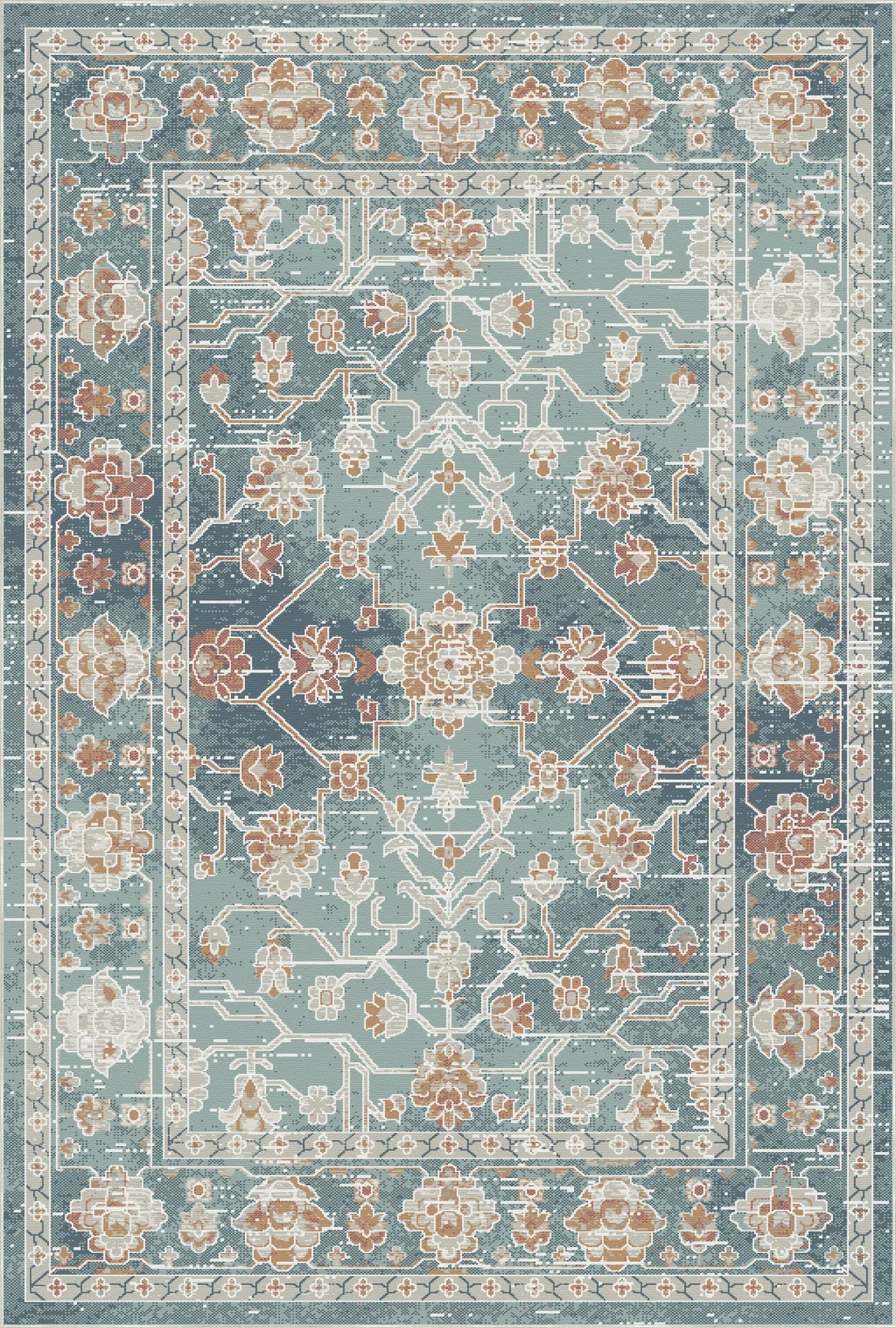 Majestic Teal Medallion Teppich