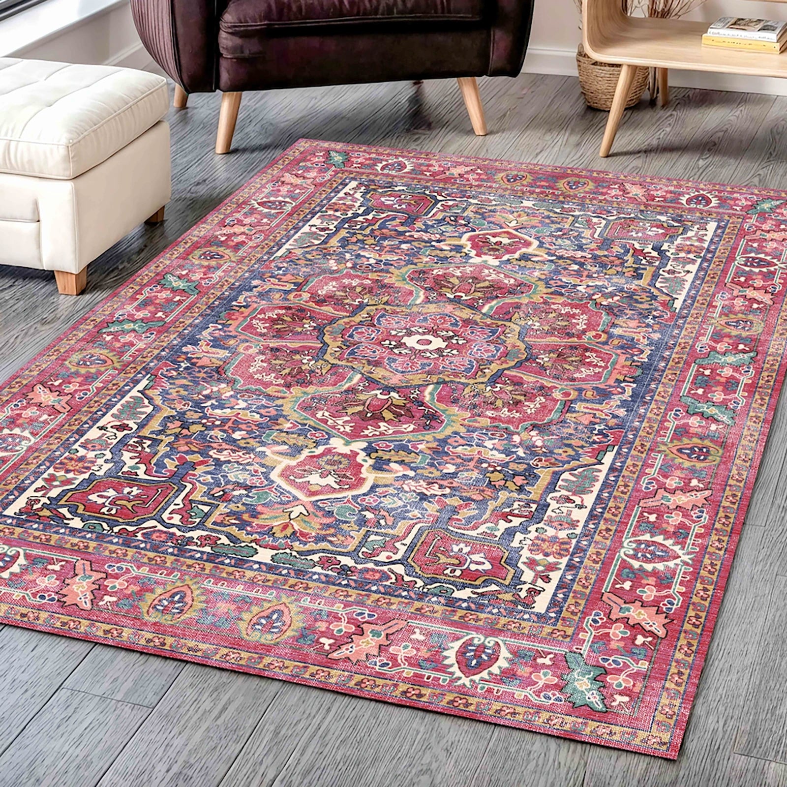 Floral Persian Washable Rug