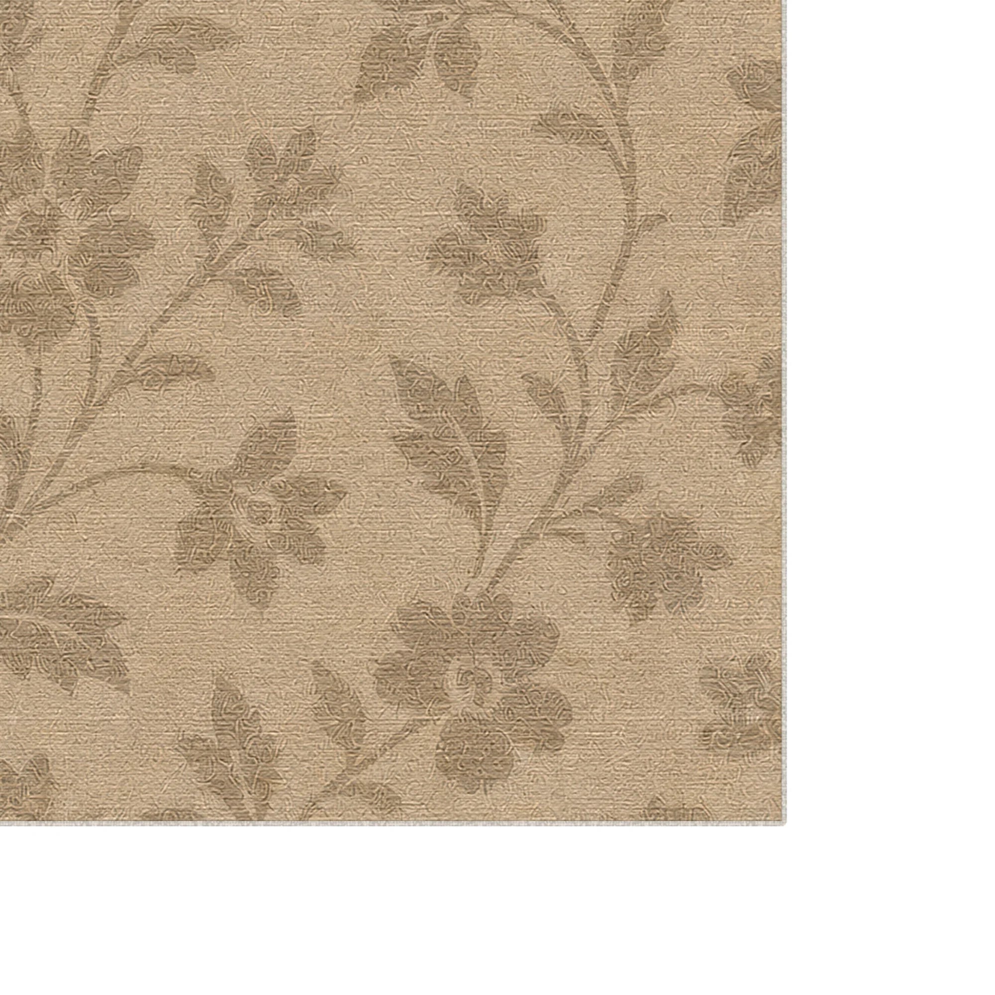Floraler Jute-Look Boho-Teppich