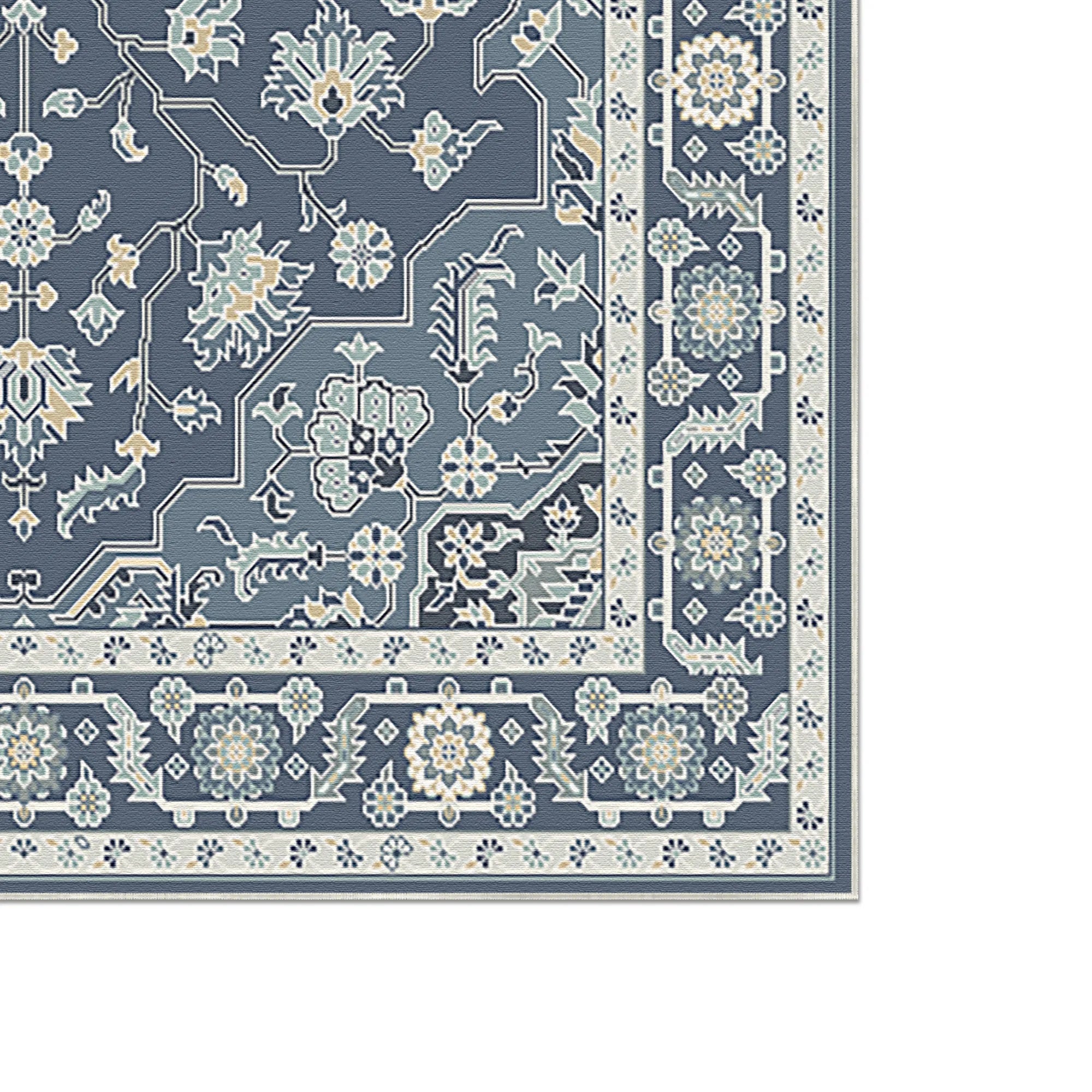 Teppich Eden in Marineblau mit Perlenmuster