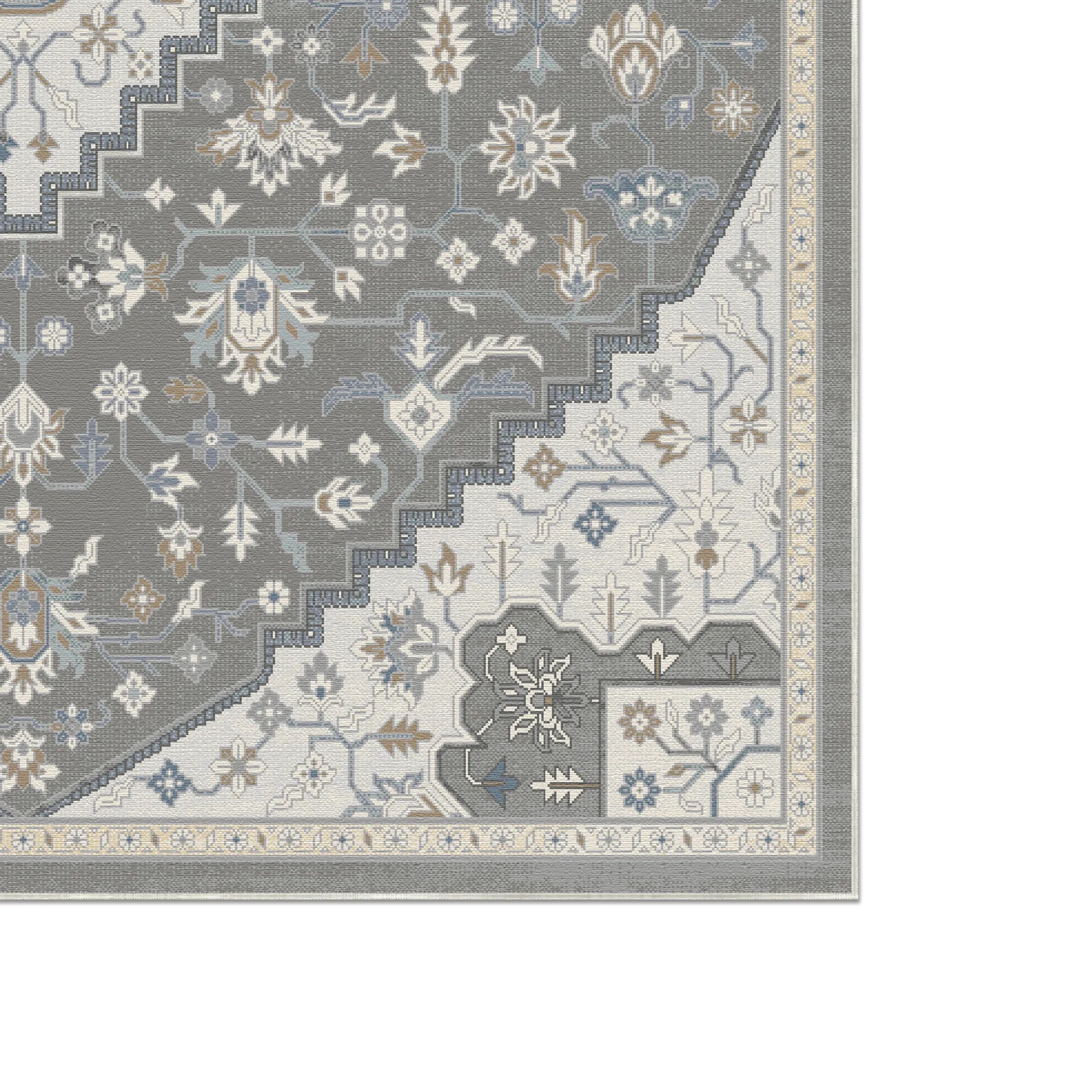 Pearl Silver Medaillon Teppich