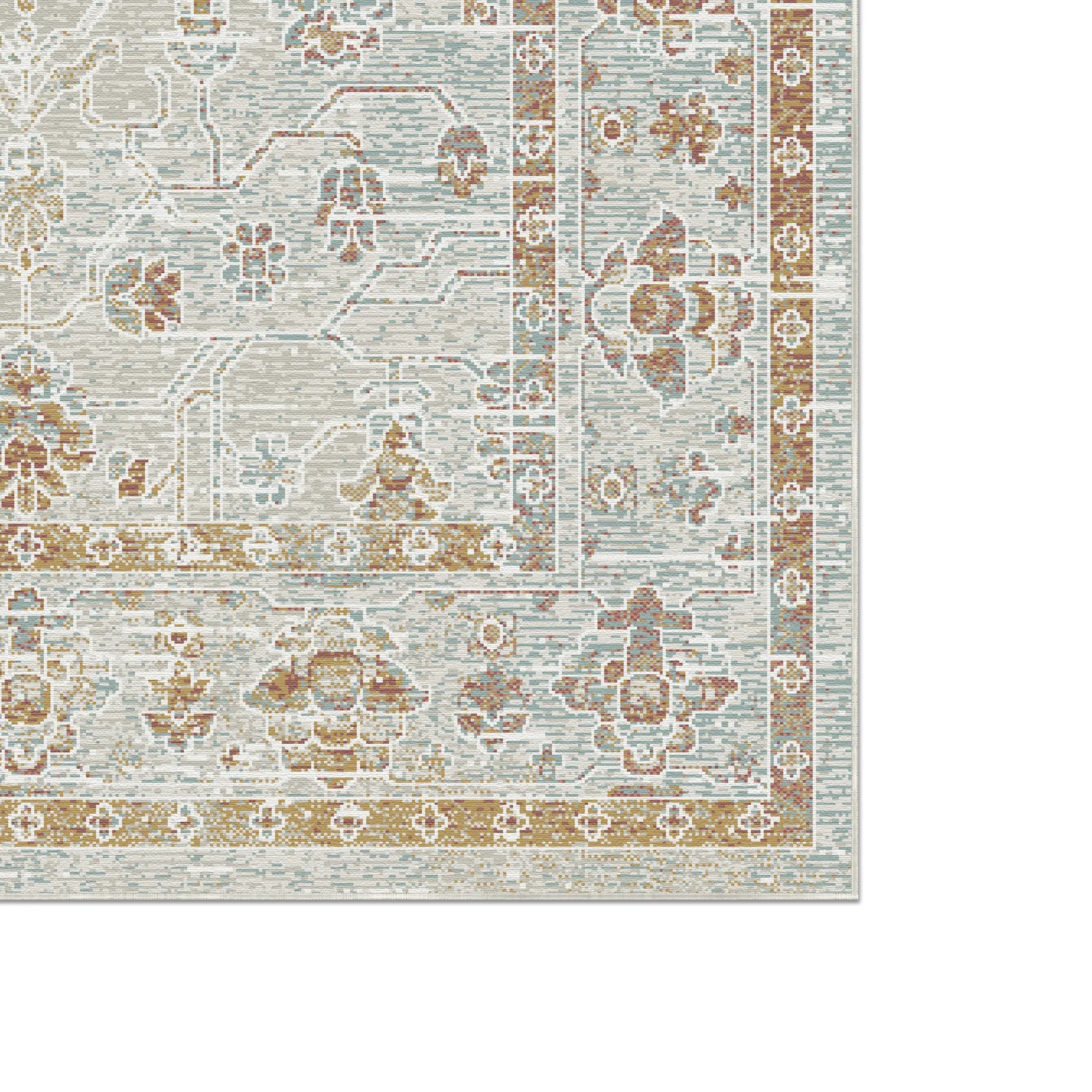 Majestätischer Elfenbein Medaillon Teppich