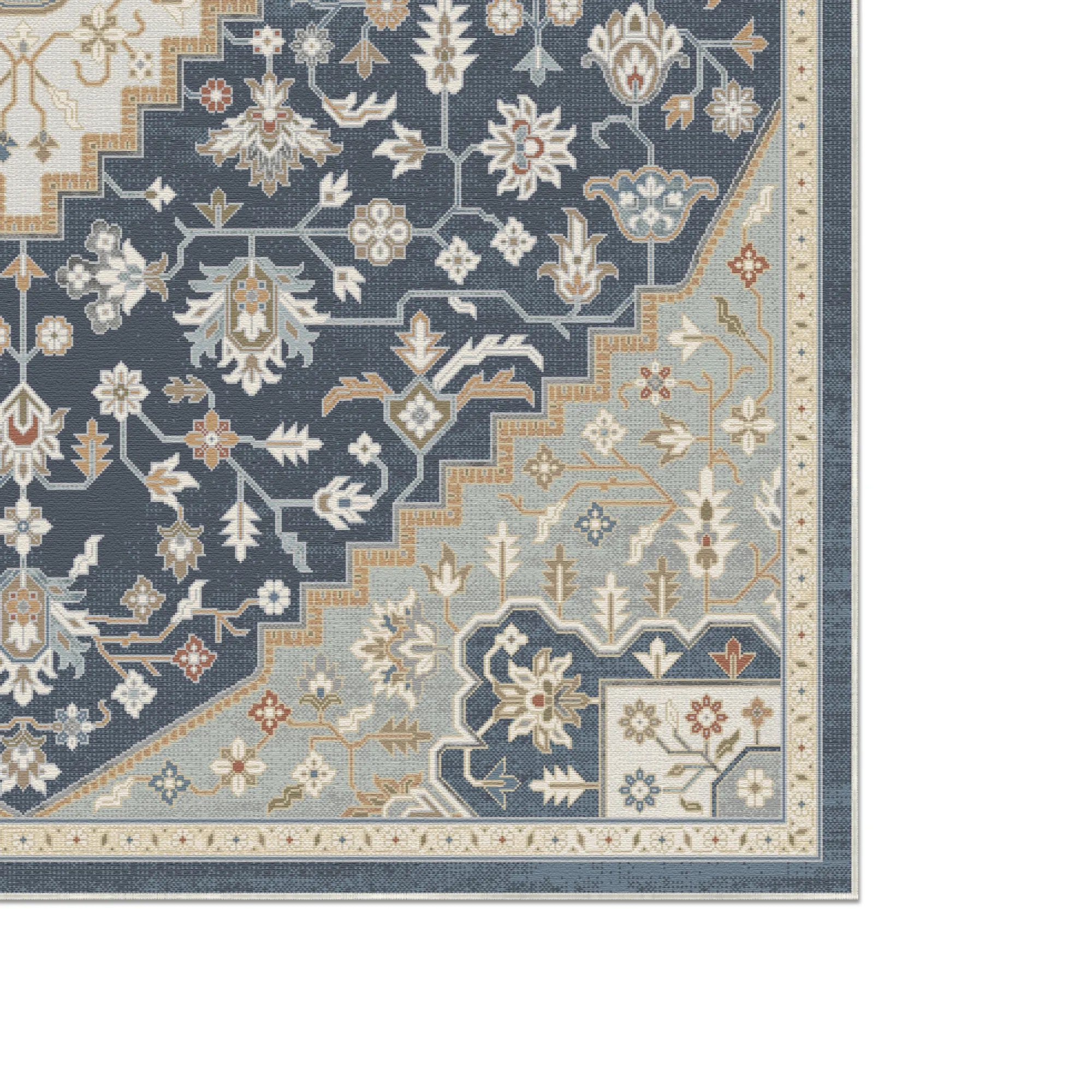 Perlblauer Medaillon Teppich