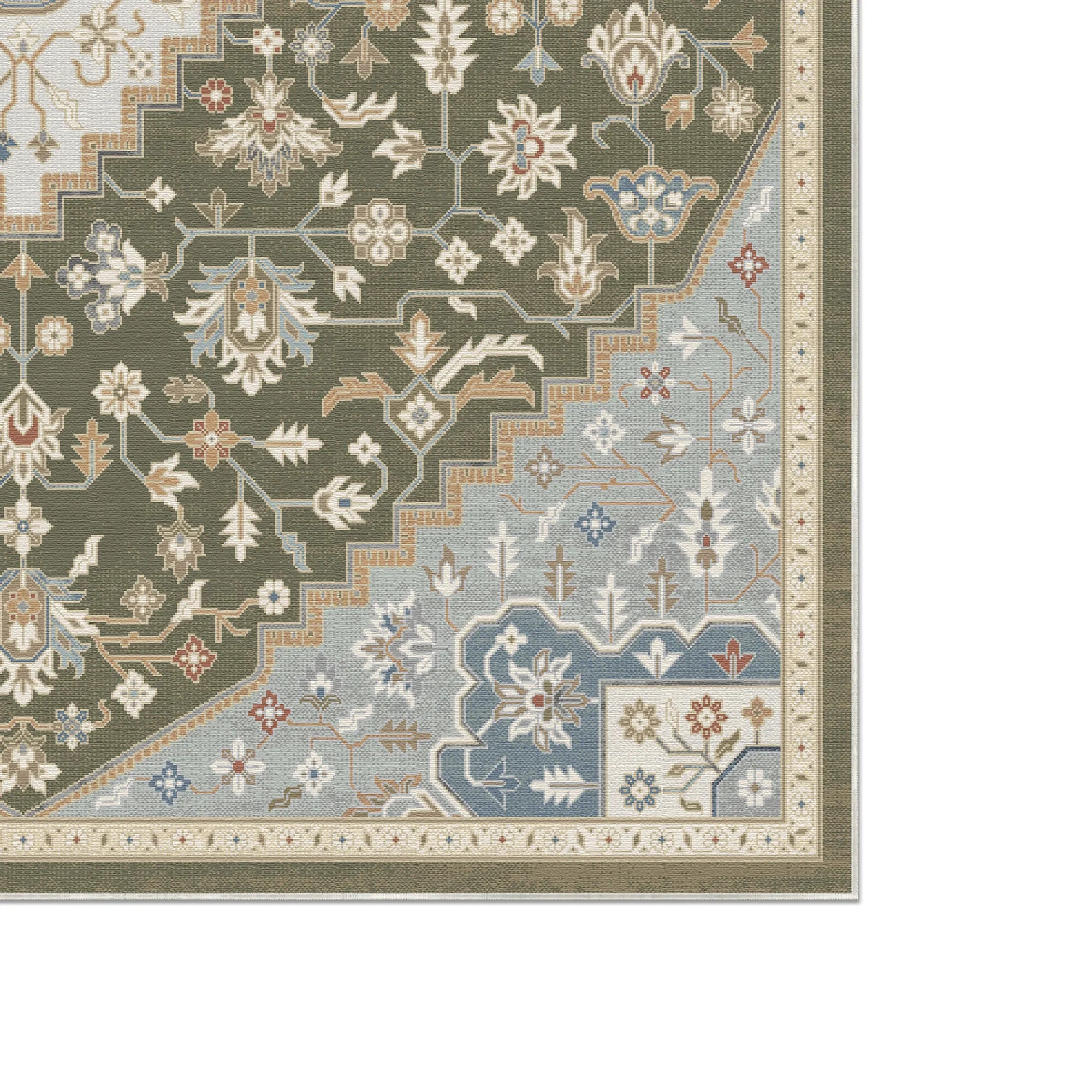 Perlmuttgrüner Medaillon Teppich