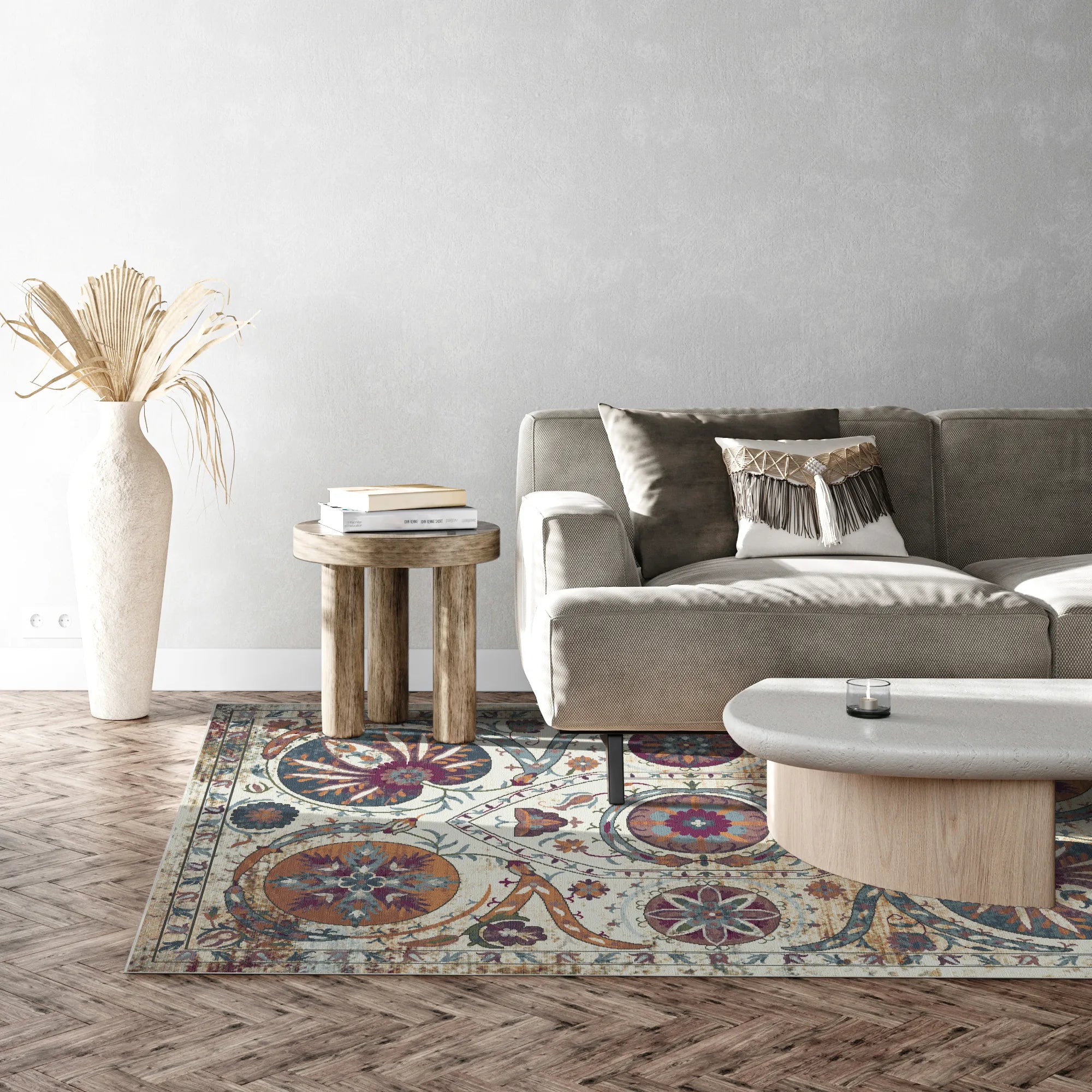 Waschbarer Teppich mit Böhmischem Medaillonmuster