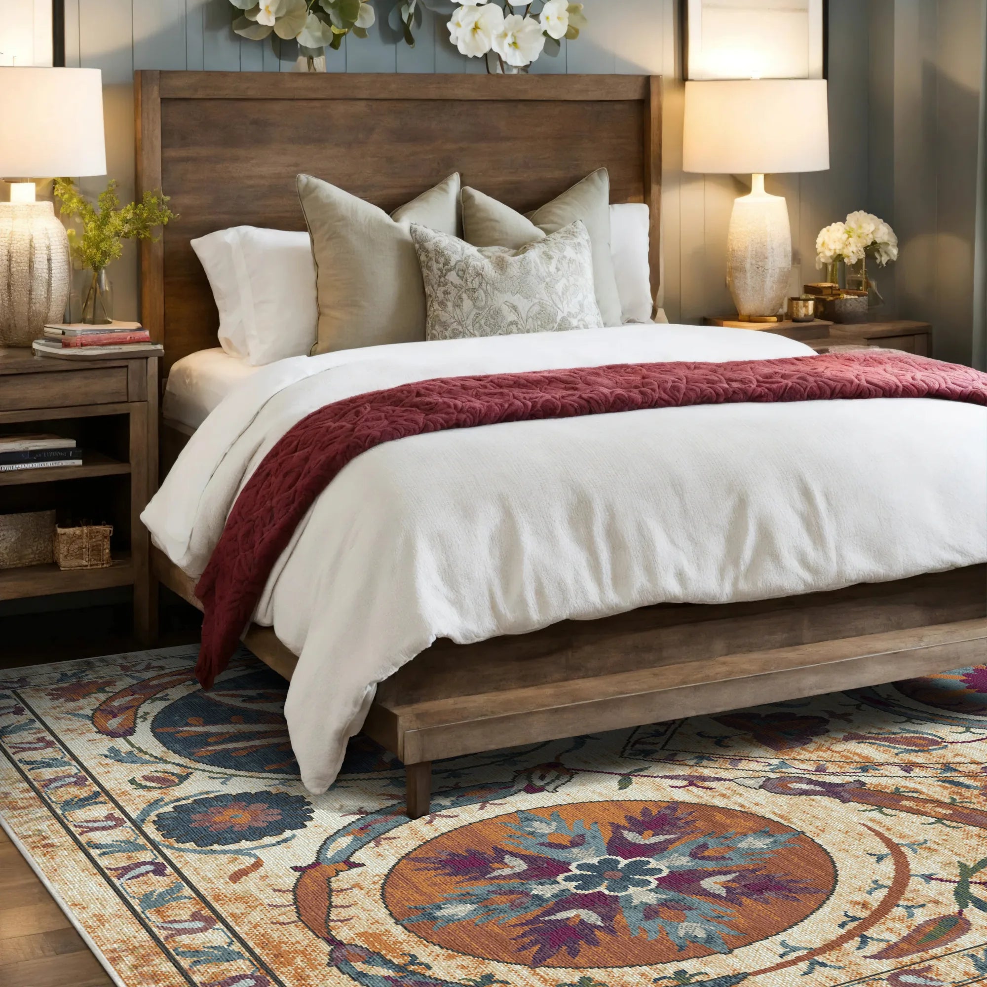 Waschbarer Teppich mit Böhmischem Medaillonmuster