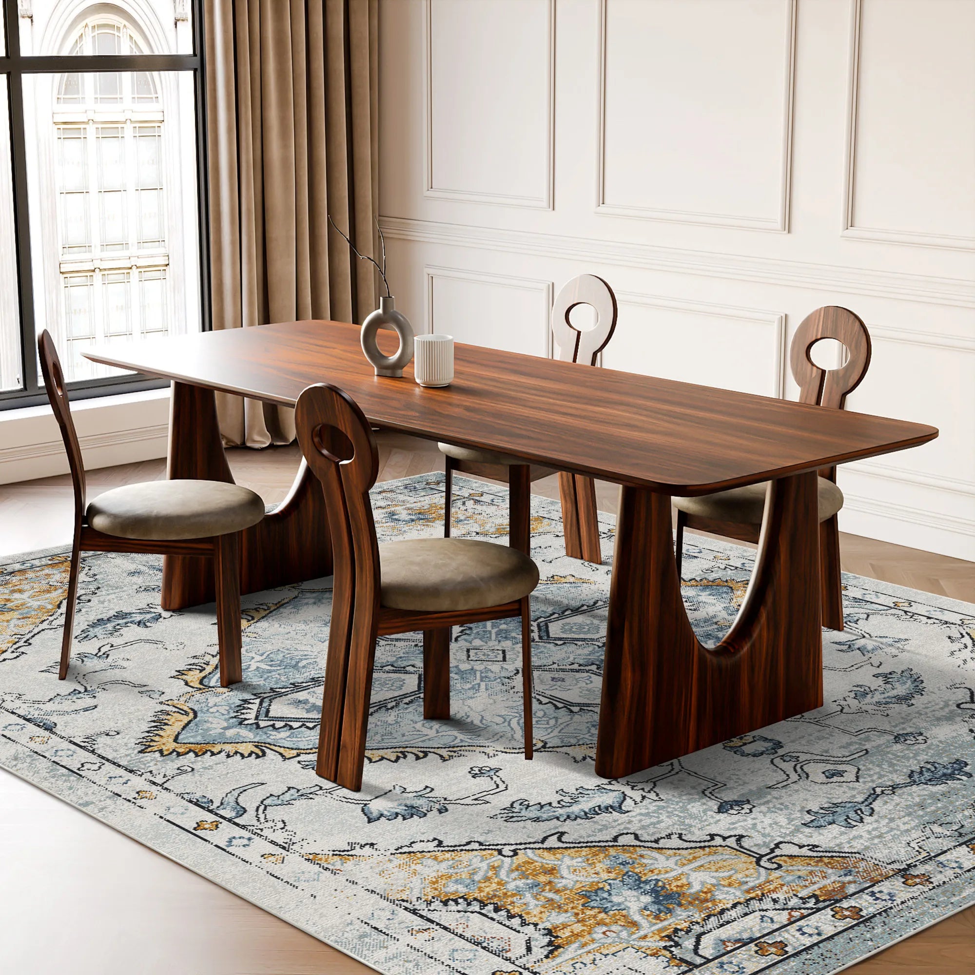 Zeitloser Oushak Gold Erbstückteppich