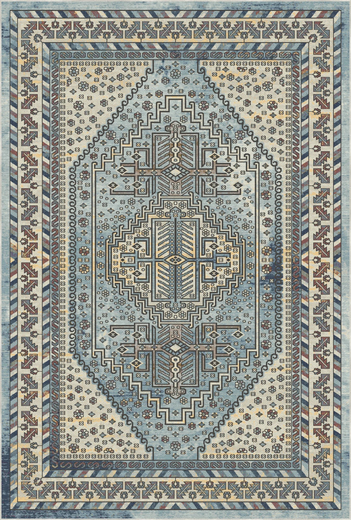 Shirvan Blue Geometrischer Traditioneller Teppich