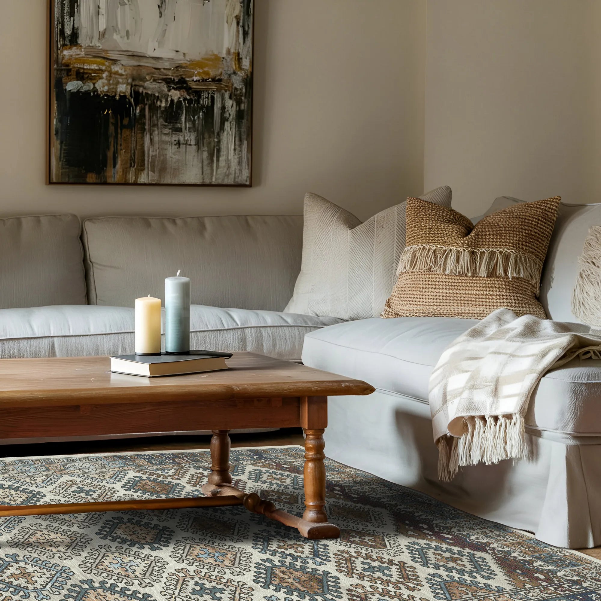 Waschbarer Teppich Palmyra Elfenbein