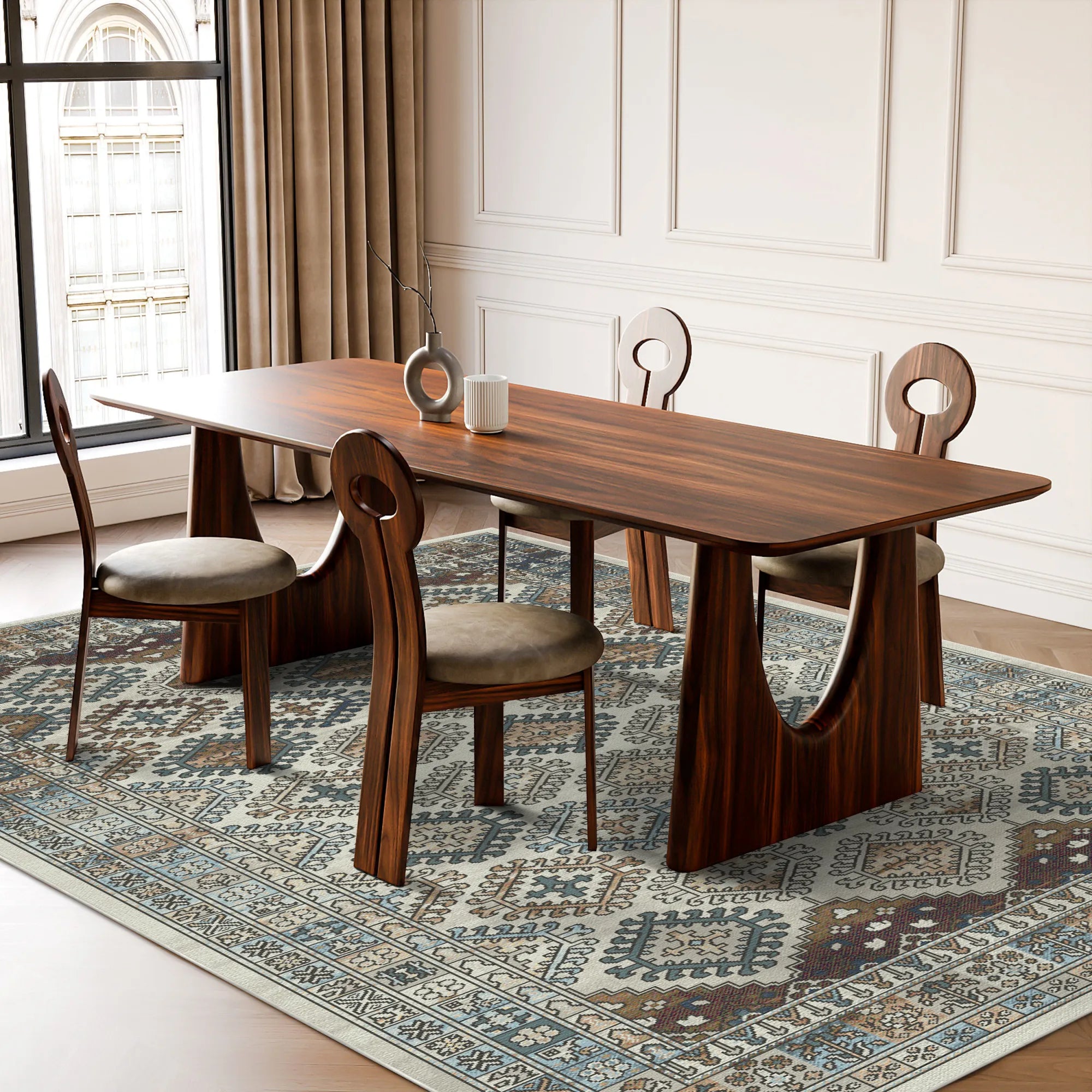 Waschbarer Teppich Palmyra Elfenbein