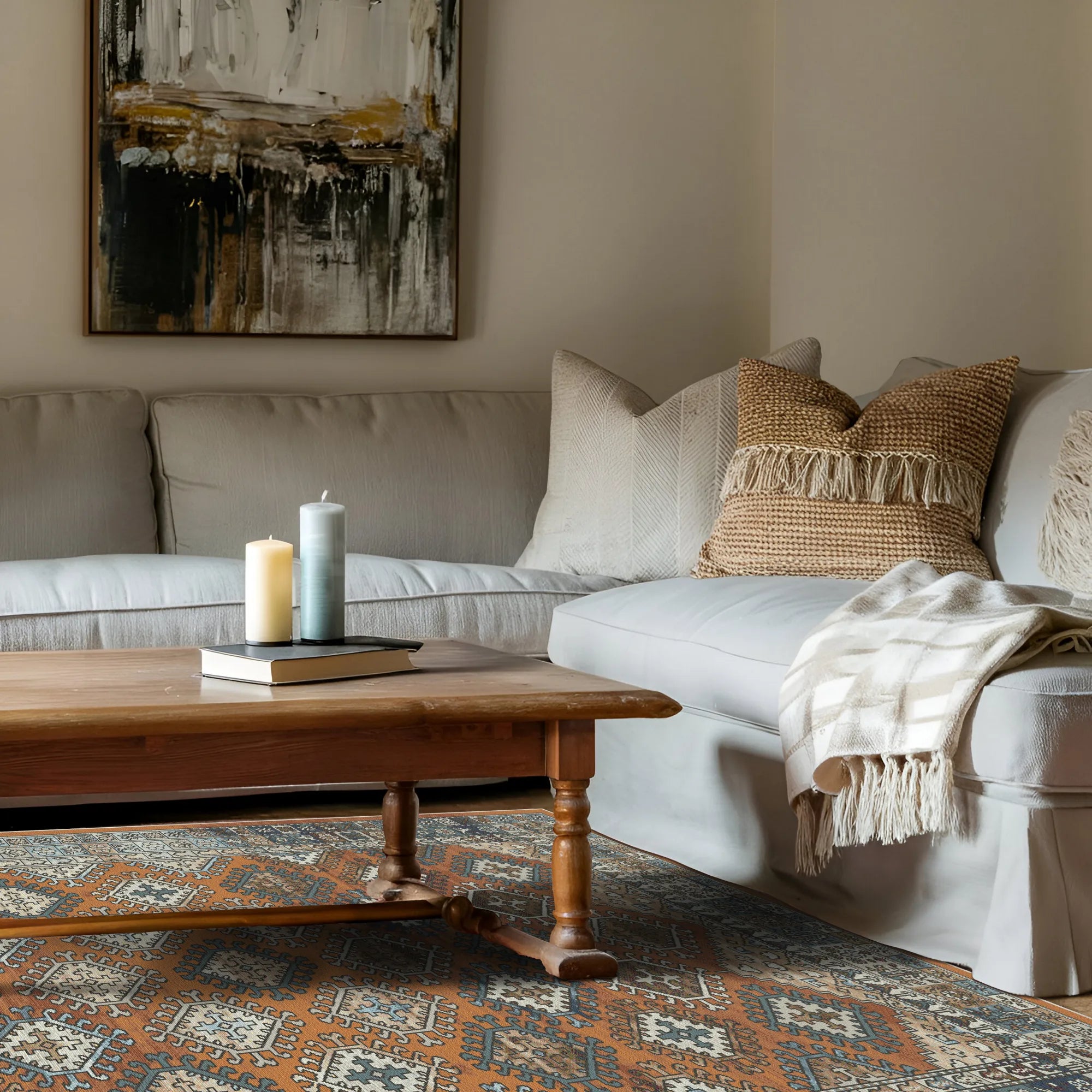 Petra Orangefarbener Stammesteppich