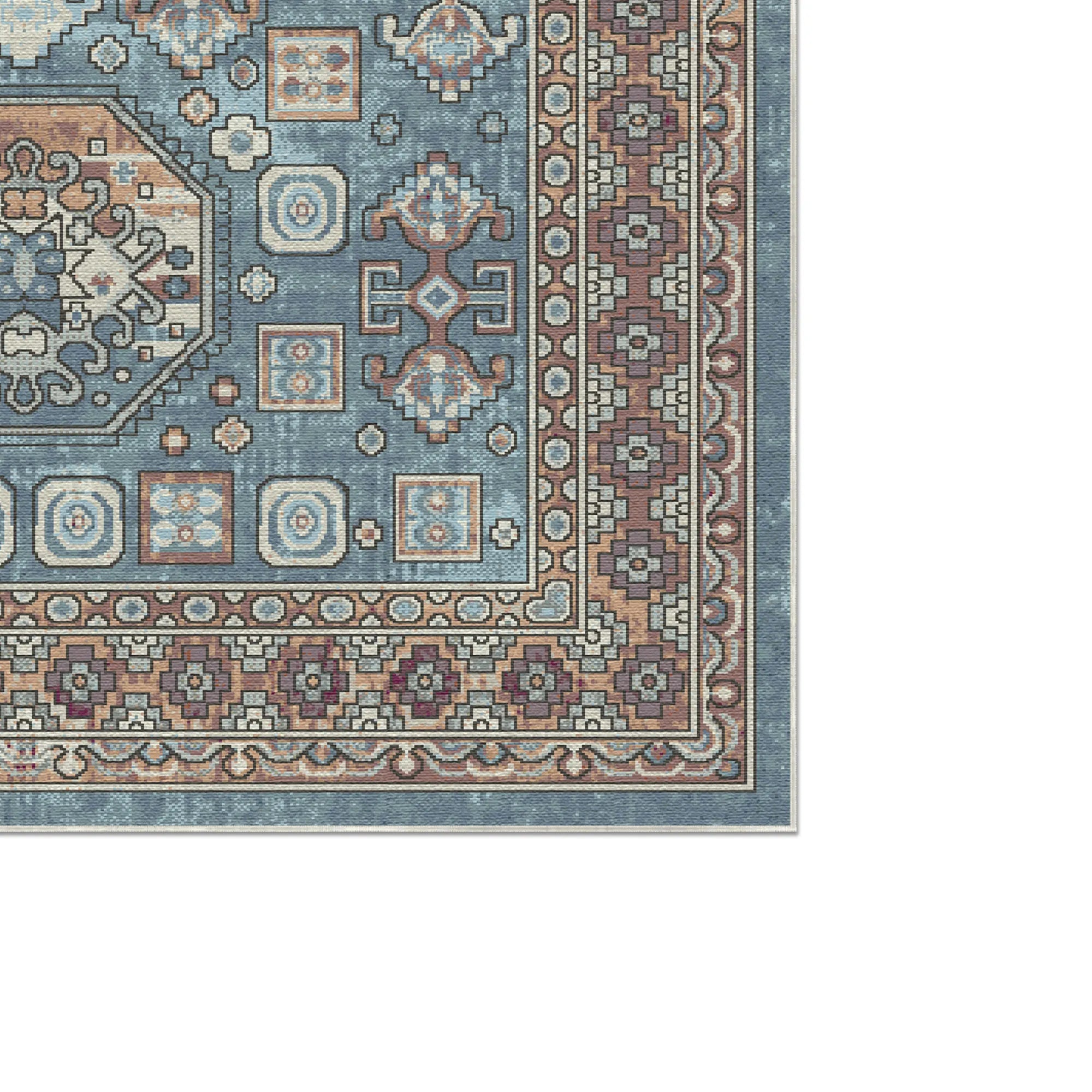 Dubrovnik Blau Waschbarer Teppich
