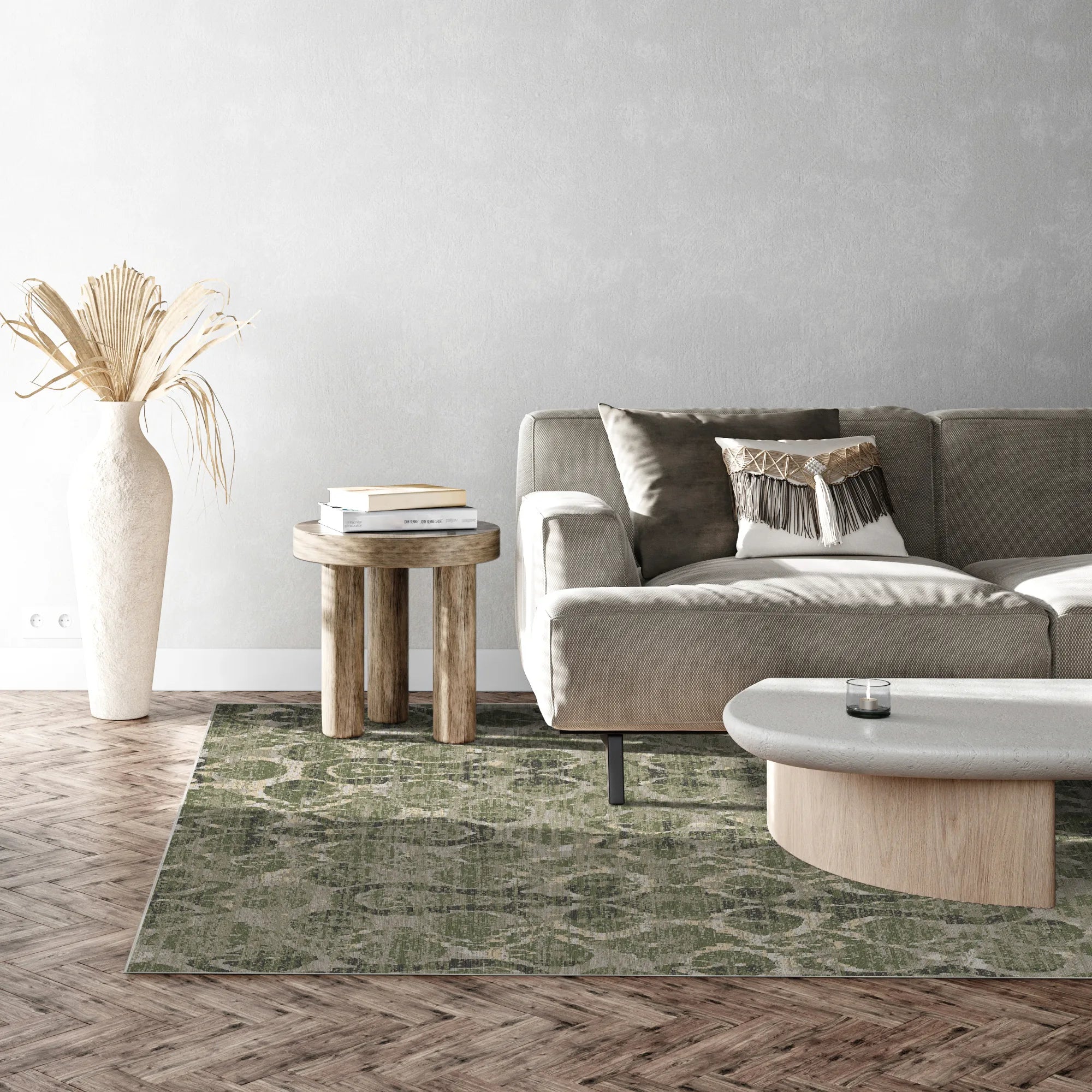 Galway Salbei Ikat Waschbarer Teppich