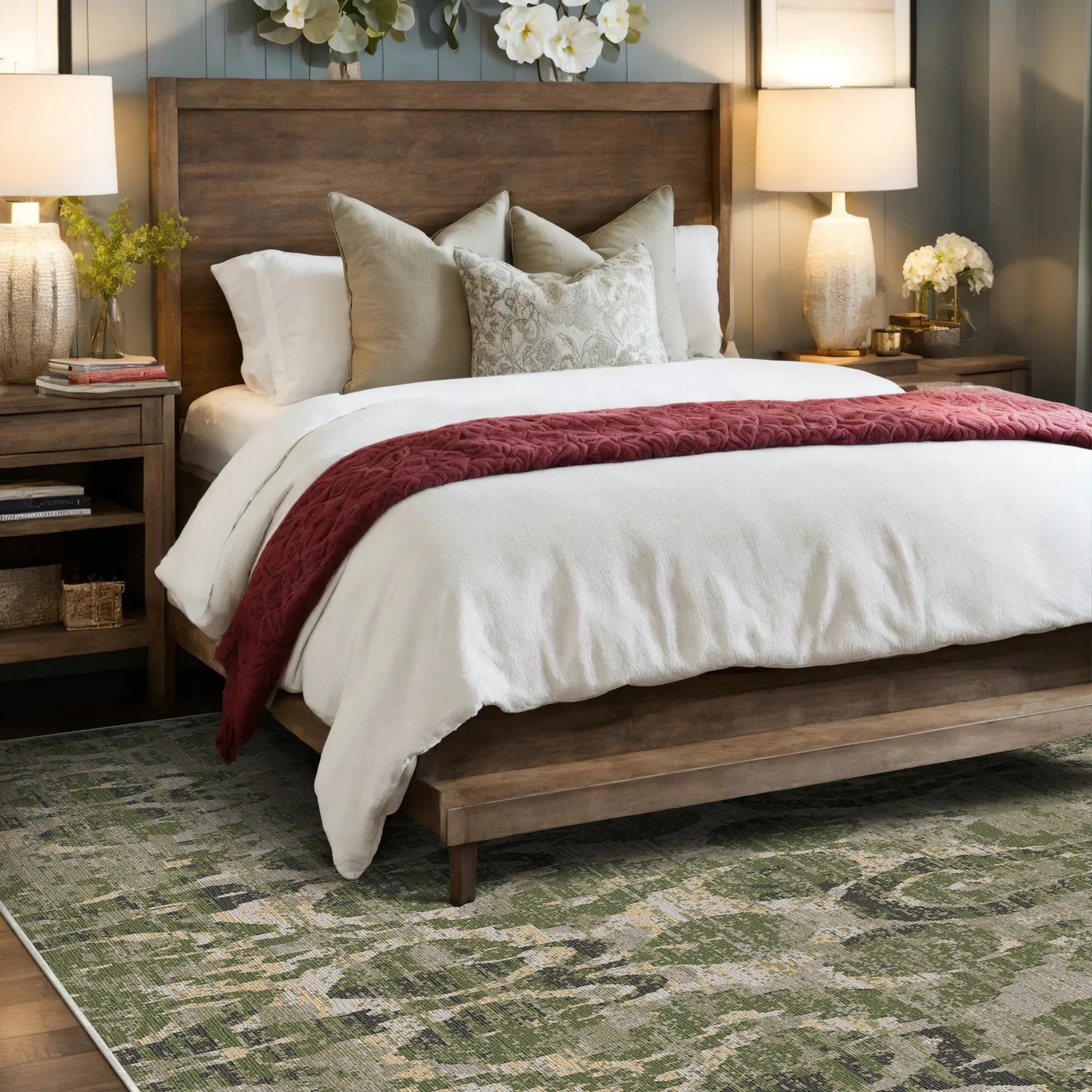 Galway Salbei Ikat Waschbarer Teppich