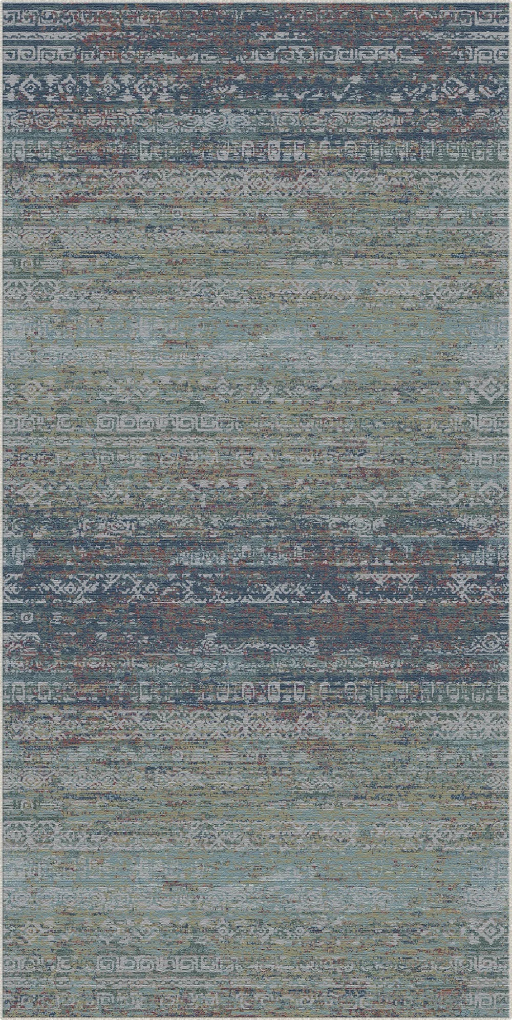 Island Silber Abstrakter Tribal Teppich