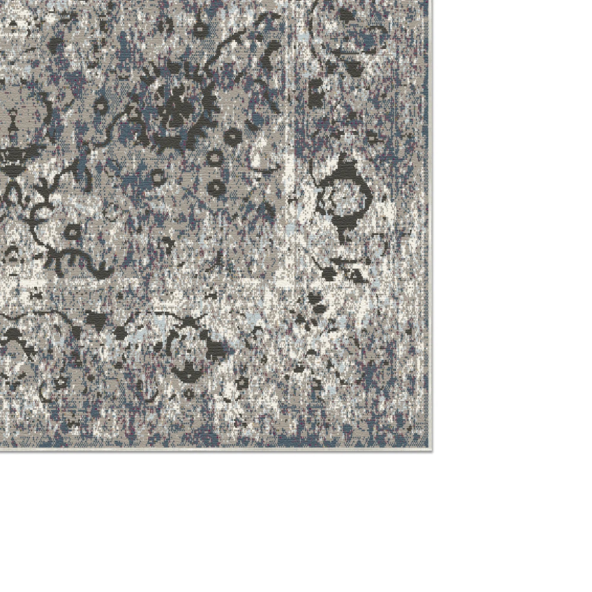 Oslo Silber Blumen Teppich
