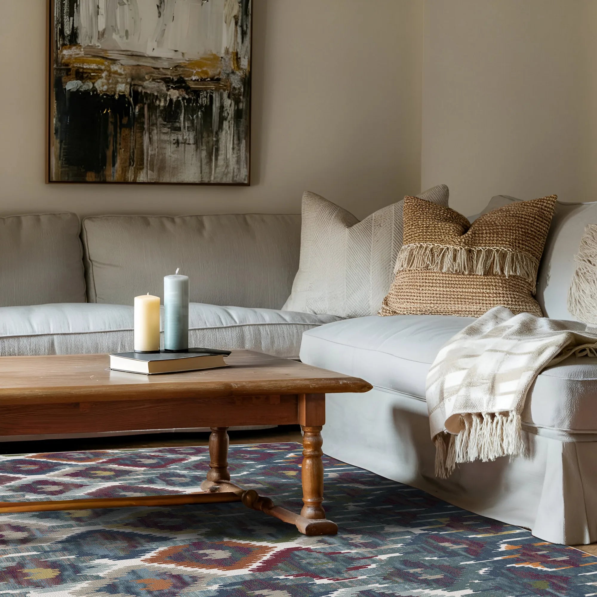 Casablanca Elfenbein Ikat Teppich